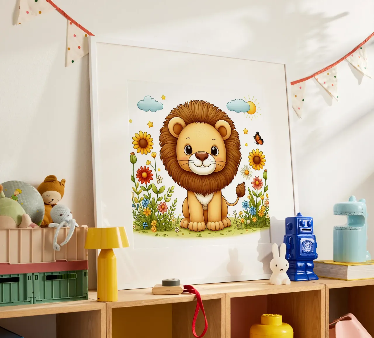 Lion poster with plastic frame by hunde-katzen-tiere
