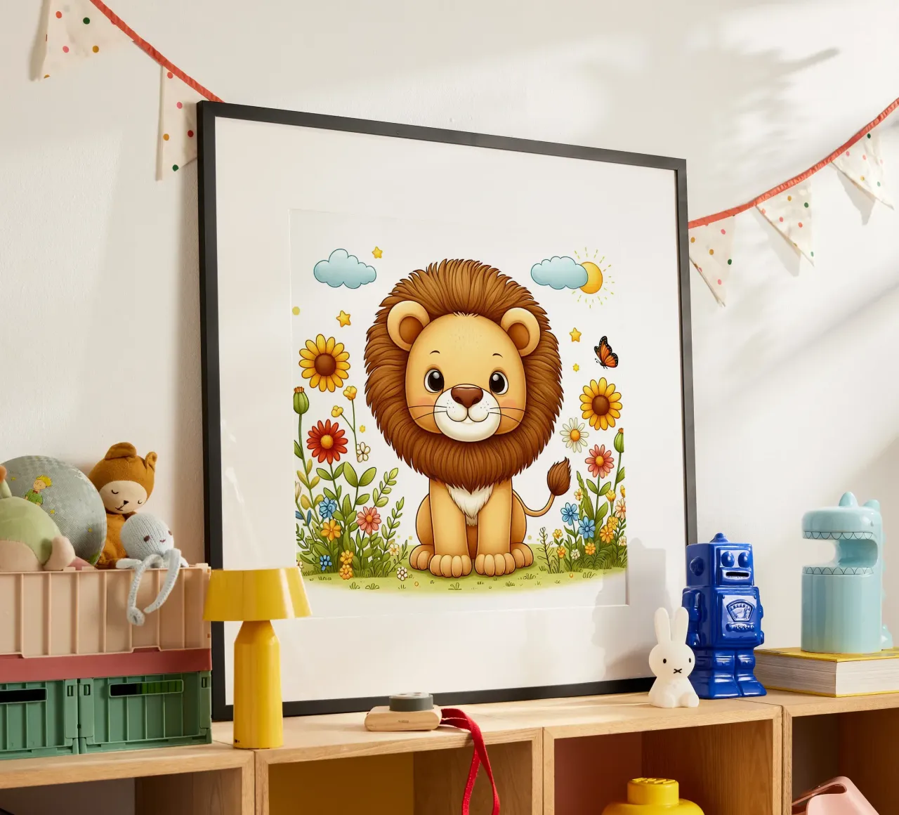Lion poster with plastic frame by hunde-katzen-tiere