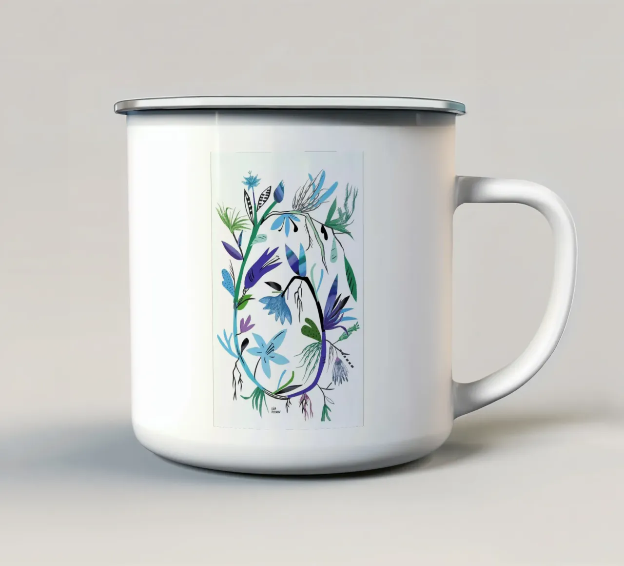 Botanica Clematis White tazza in smalto da Liga Kitchen