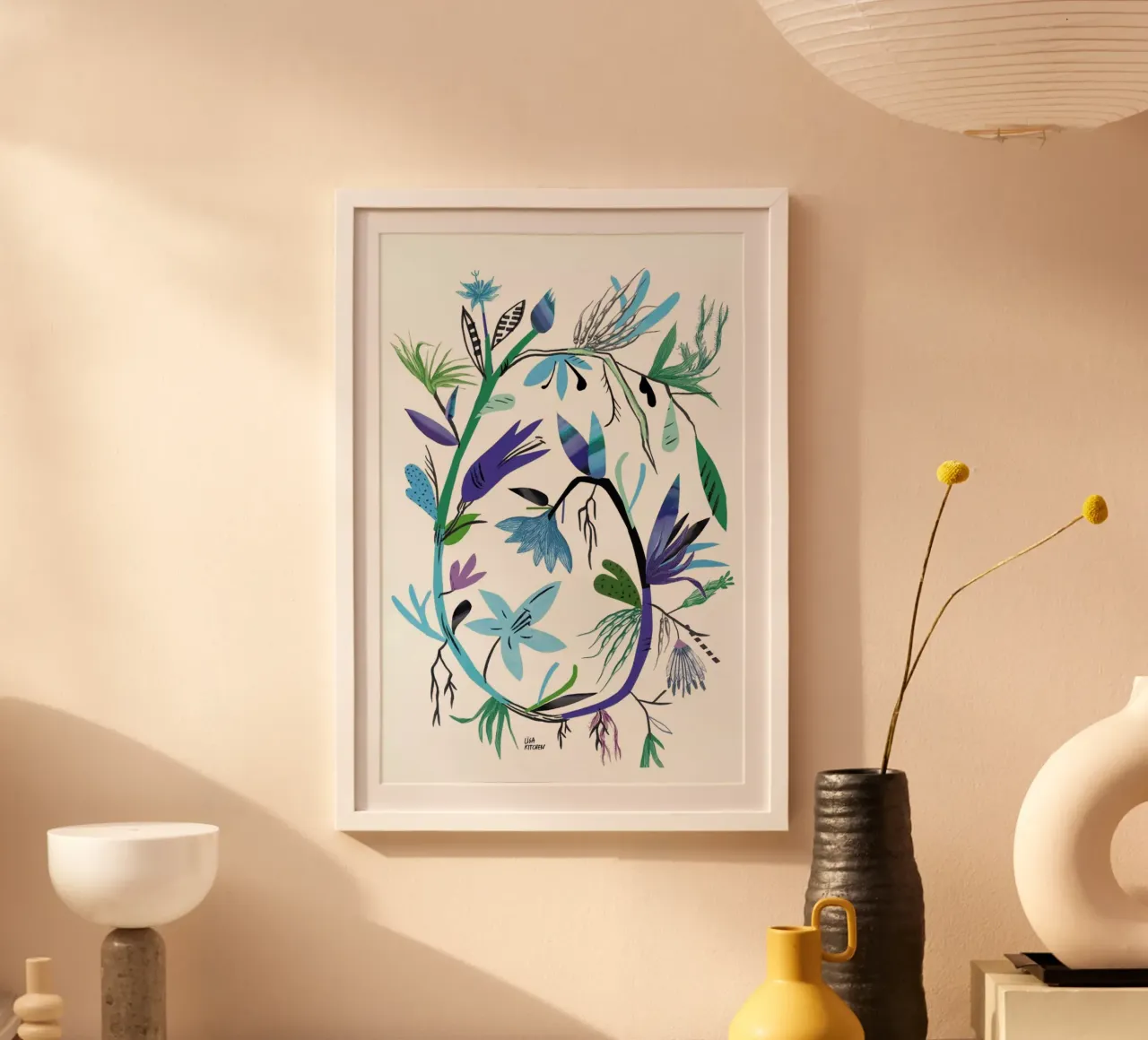 Botanica Clematis White poster con telaio in plastica da Liga Kitchen