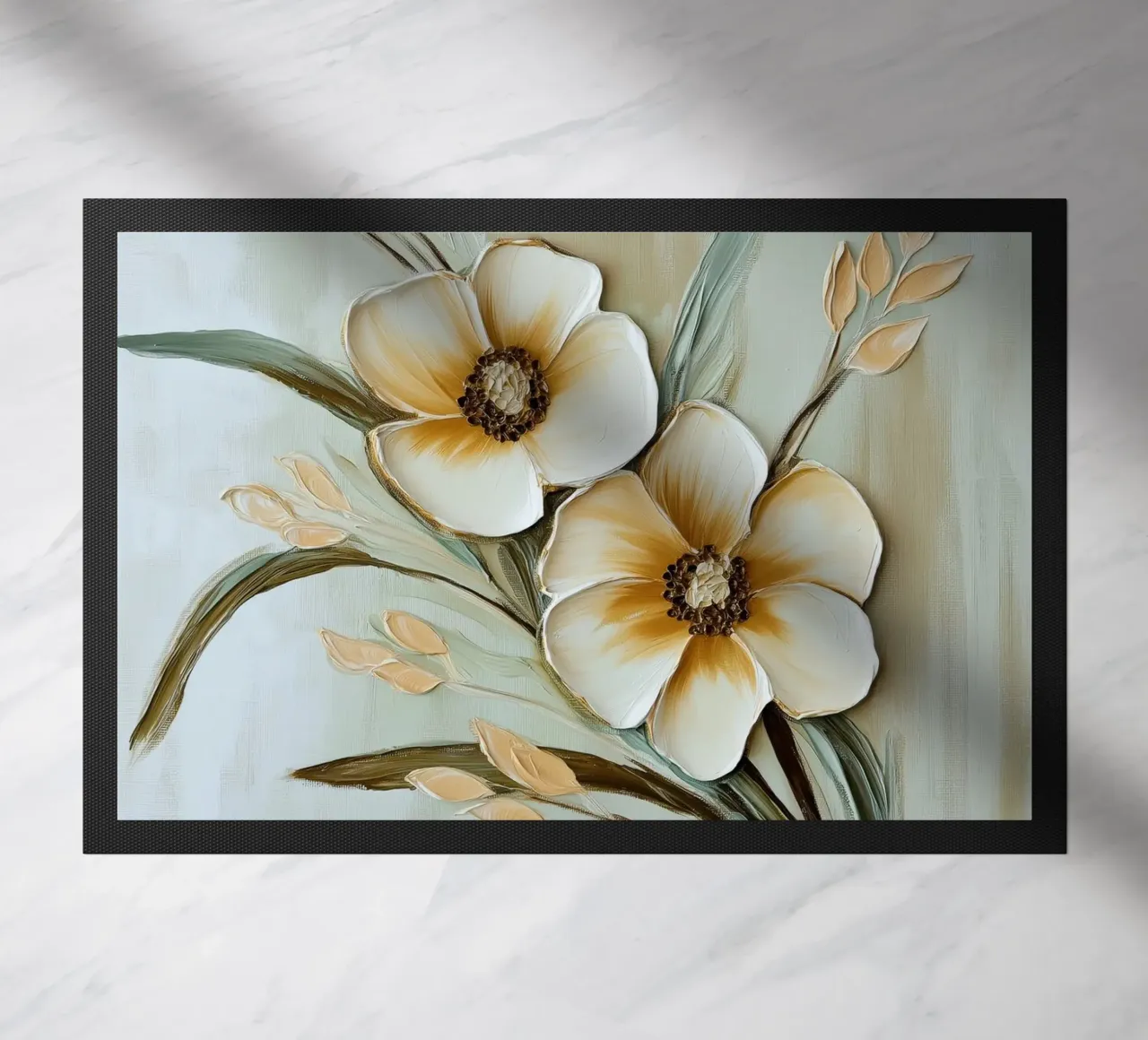 Fiori beige, tortora e verdi zerbino da Imagine