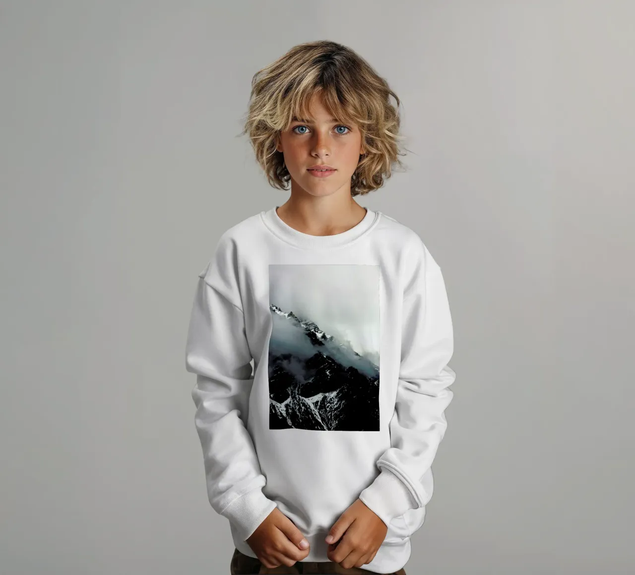 Misty Mountains kids sweatshirt by Laura Palm