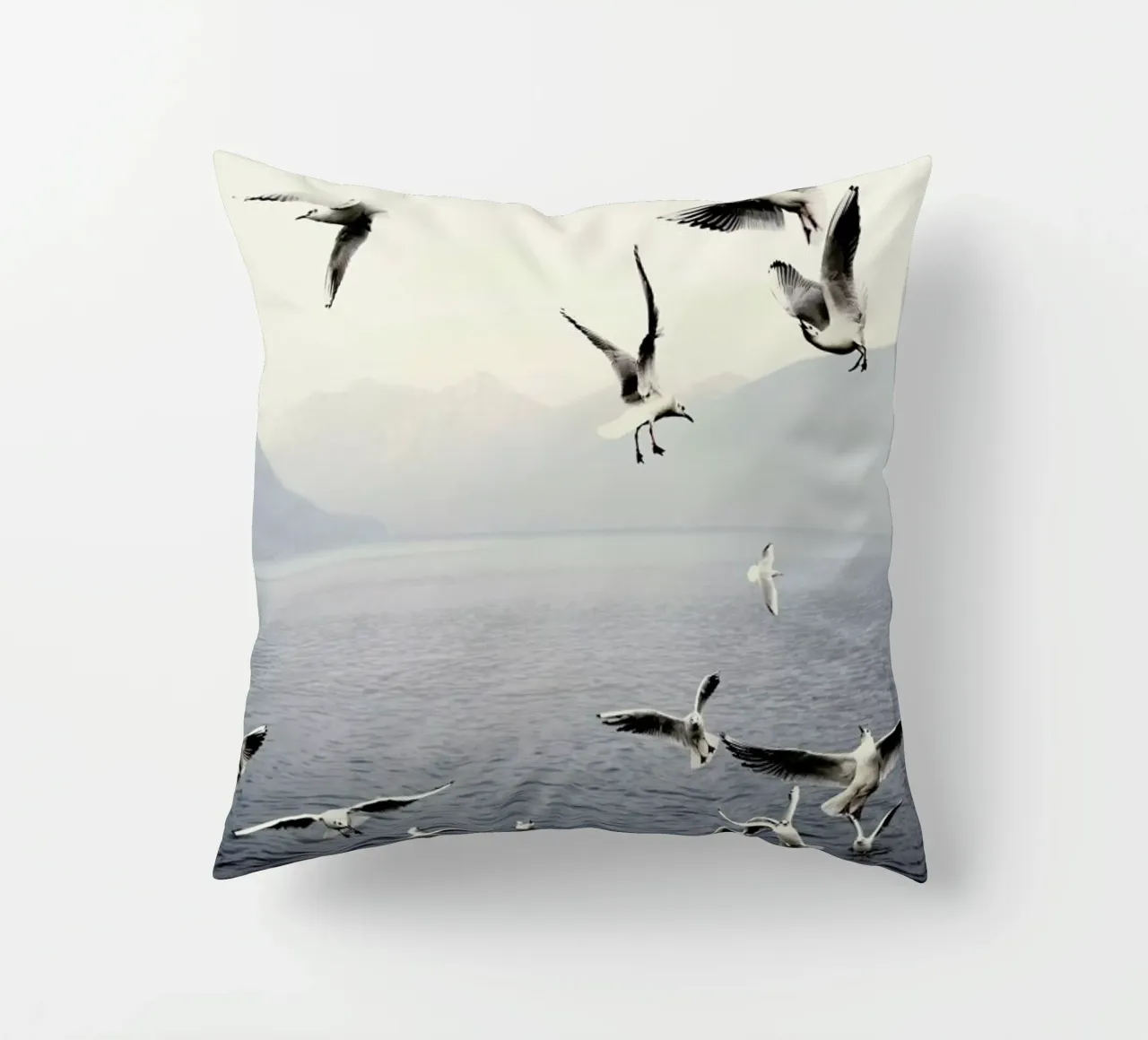 Seagulls decorative cushion by Laura Palm