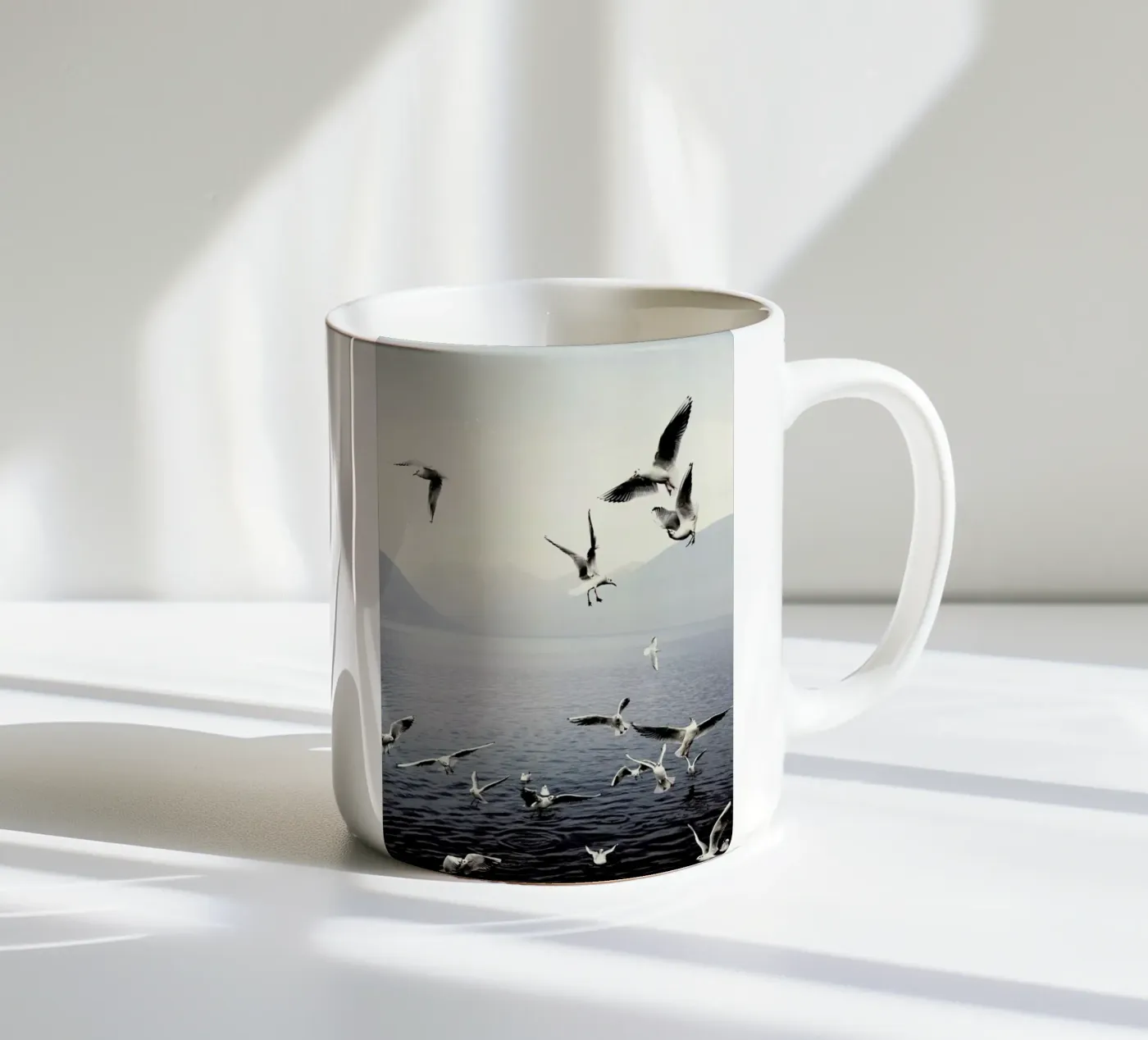 Seagulls ceramic mug by Laura Palm