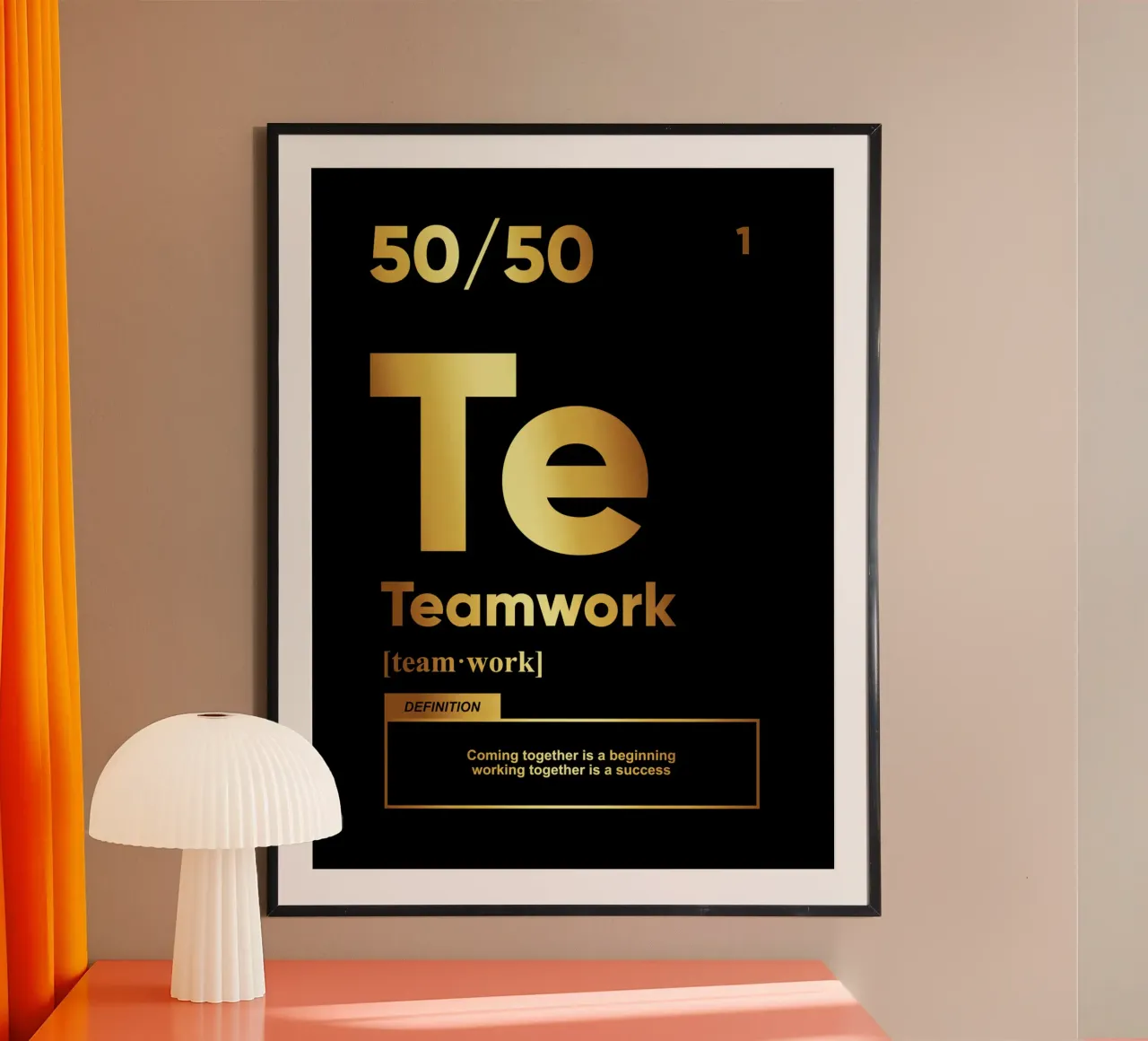 Teamarbeit Definition | Motivationszitat Poster mit Aluminium Rahmen von Inspirify