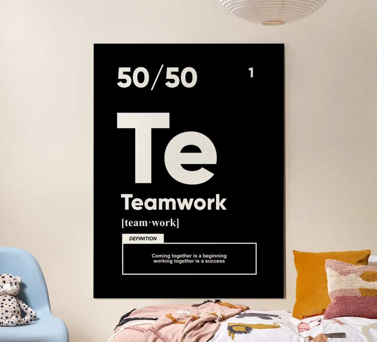 Teamarbeit Definition | Motivationszitat Poster mit Holzrahmen von Inspirify