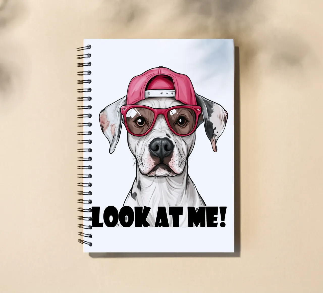 Cane con cappello e occhiali rosa diario ad anelli da Motivate-Today