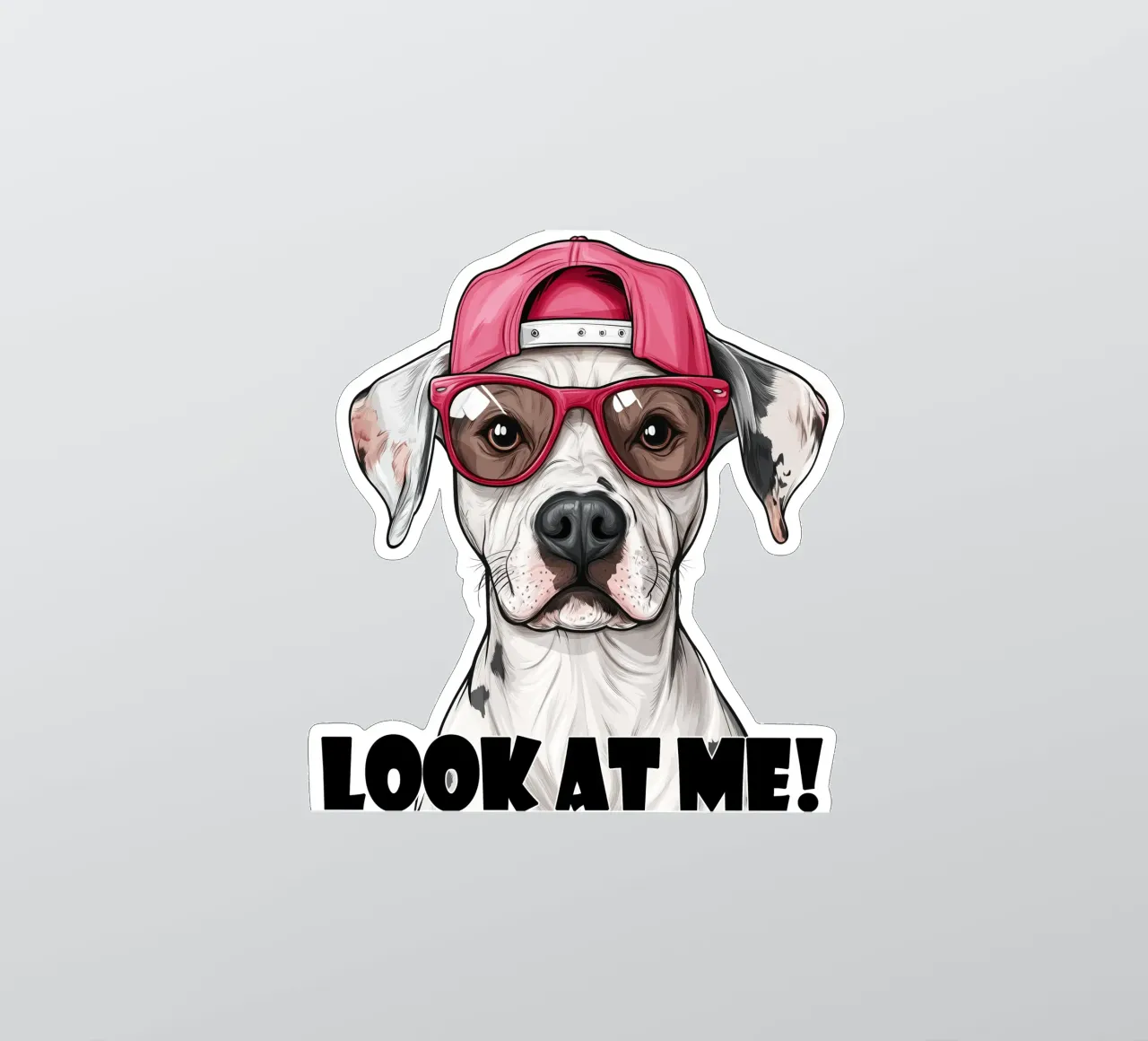 Cane con cappello e occhiali rosa adesivo da Motivate-Today