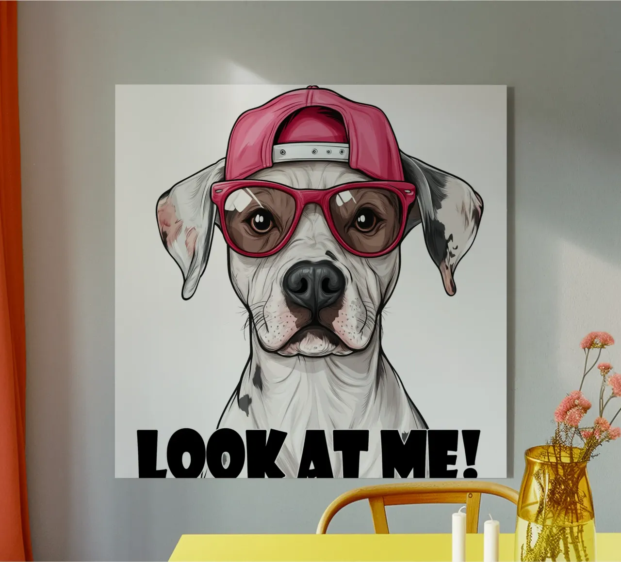Cane con cappello e occhiali rosa plexiglass da Motivate-Today