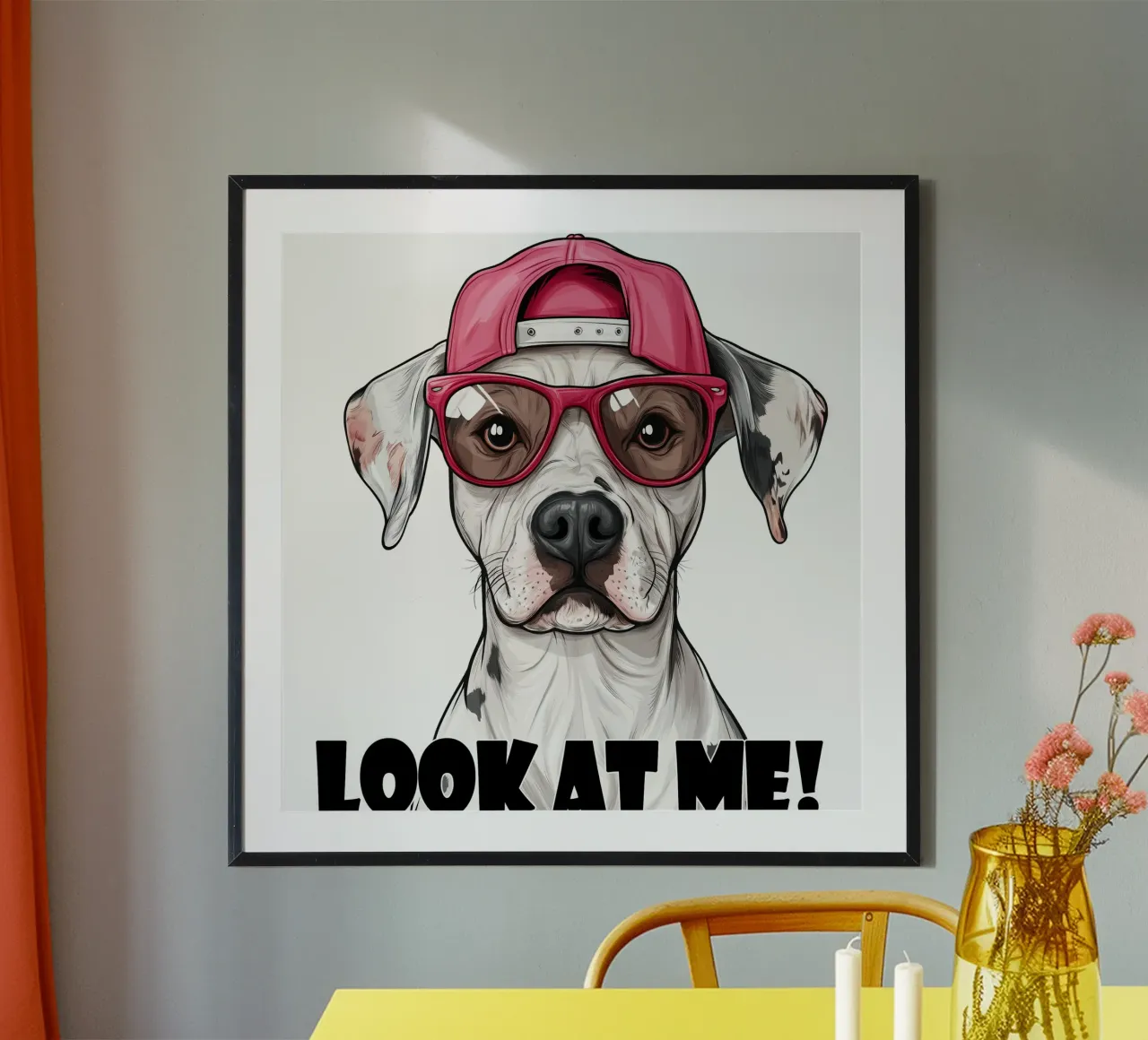 Cane con cappello e occhiali rosa poster da Motivate-Today