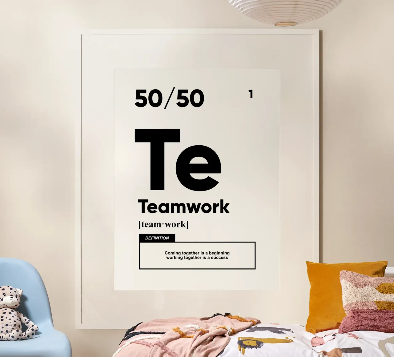 Teamarbeit Definition | Motivationszitat Poster mit Holzrahmen von Inspirify