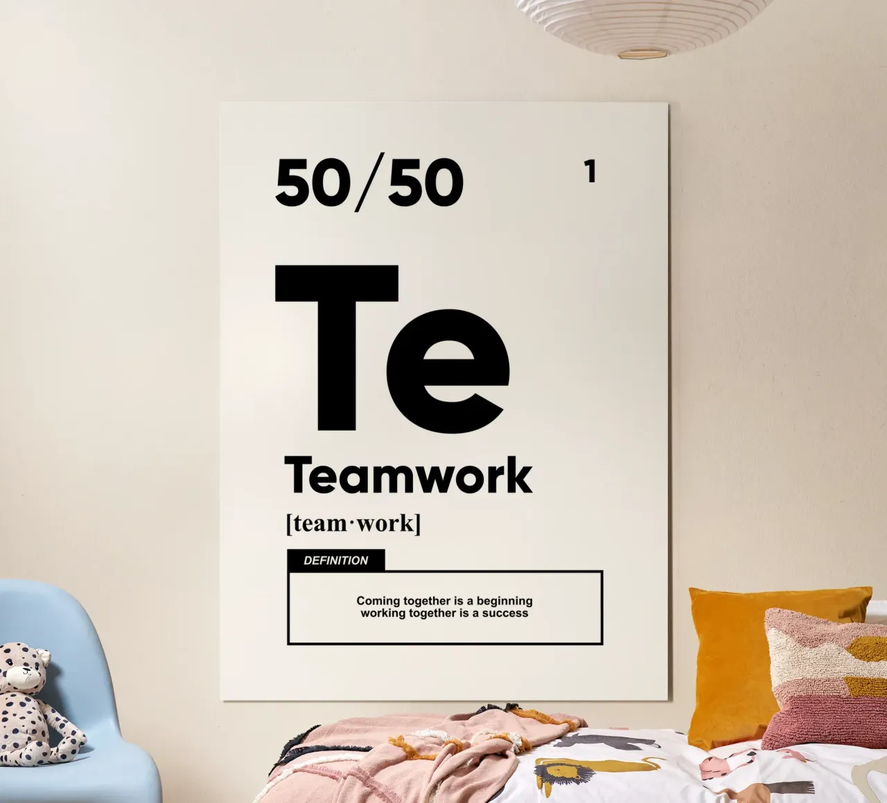 Teamarbeit Definition | Motivationszitat Poster mit Holzrahmen von Inspirify
