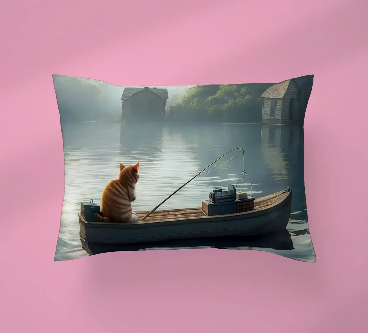 Un gatto pesca in un lago cuscino da Motivate-Today