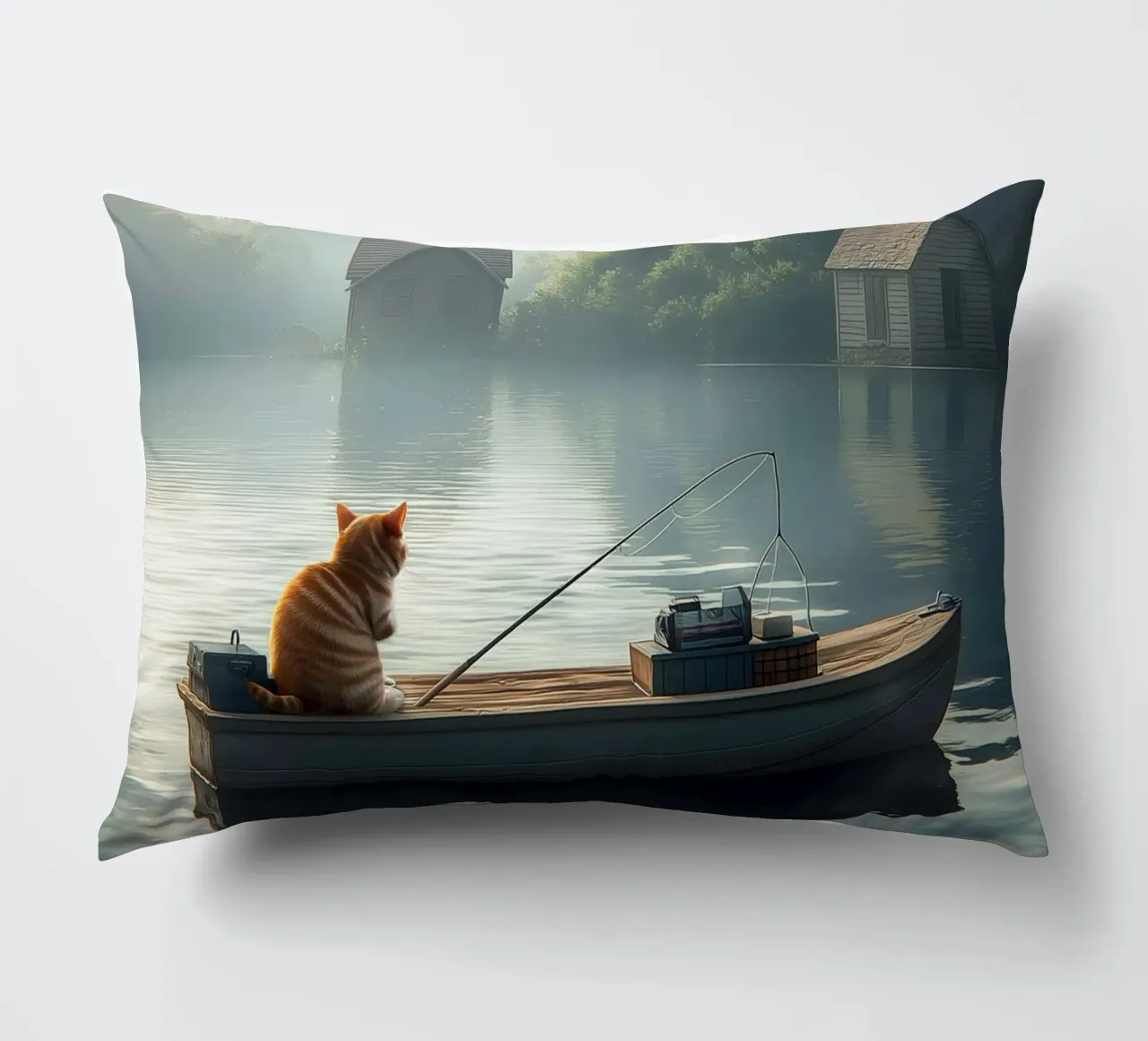 Un gatto pesca in un lago cuscino da Motivate-Today