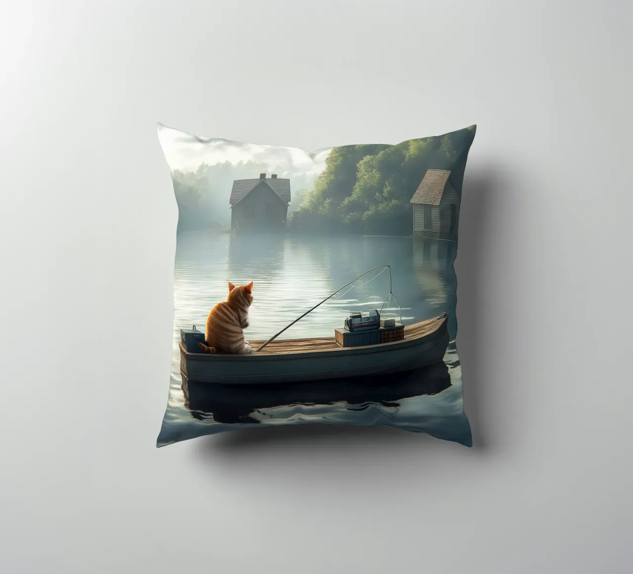 Un gatto pesca in un lago cuscino da Motivate-Today