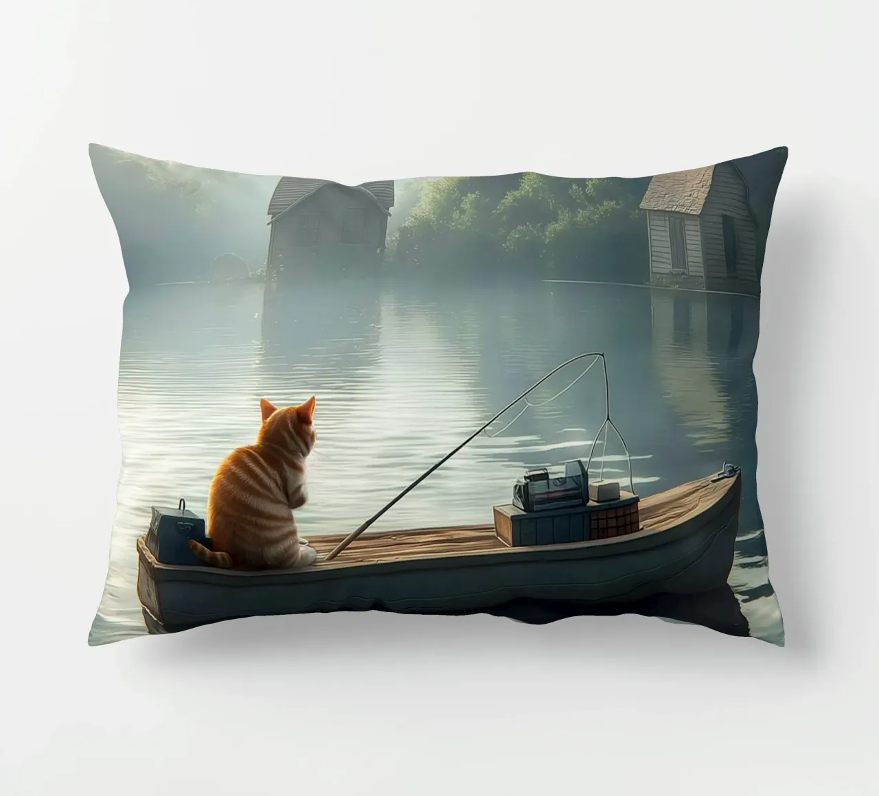Un gatto pesca in un lago cuscino da Motivate-Today