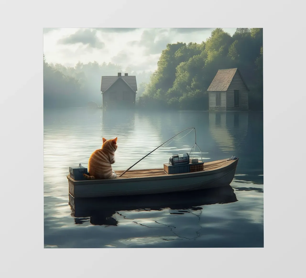 Un gatto pesca in un lago pellicola backlit da Motivate-Today