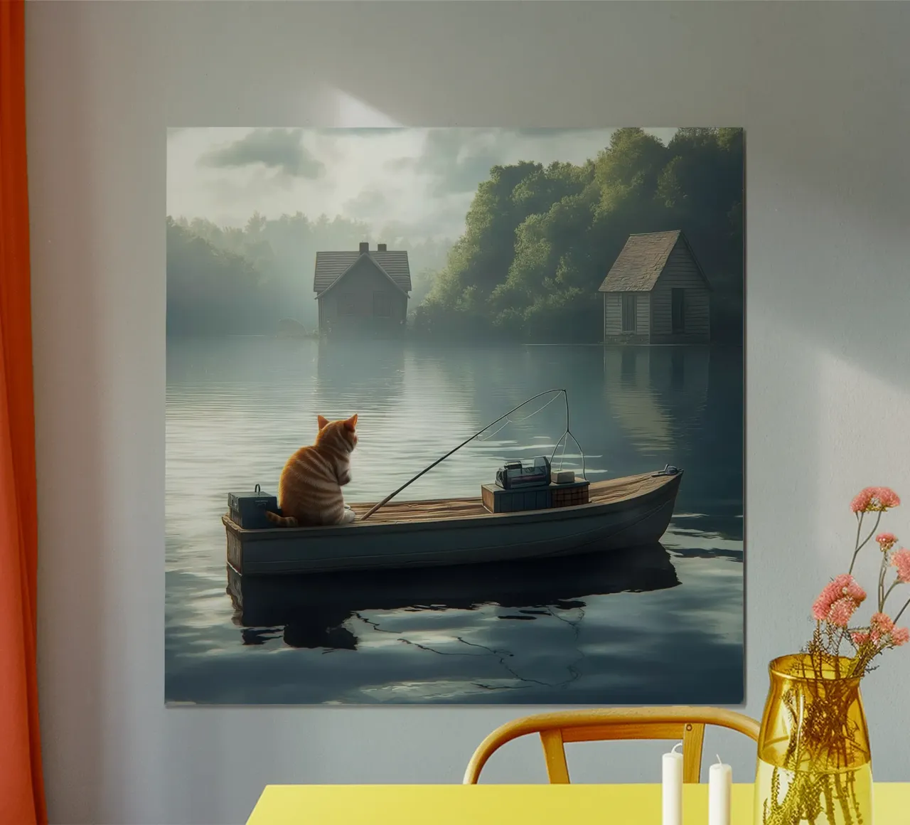Un gatto pesca in un lago carta hahnemühle da Motivate-Today