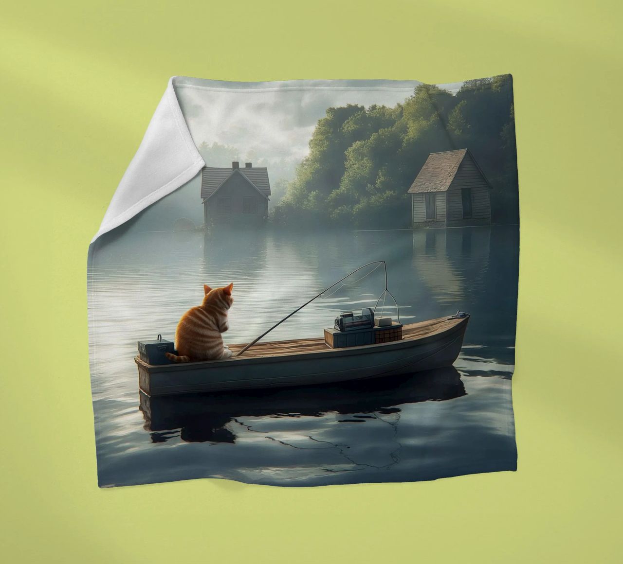 Un gatto pesca in un lago coperta in pile da Motivate-Today