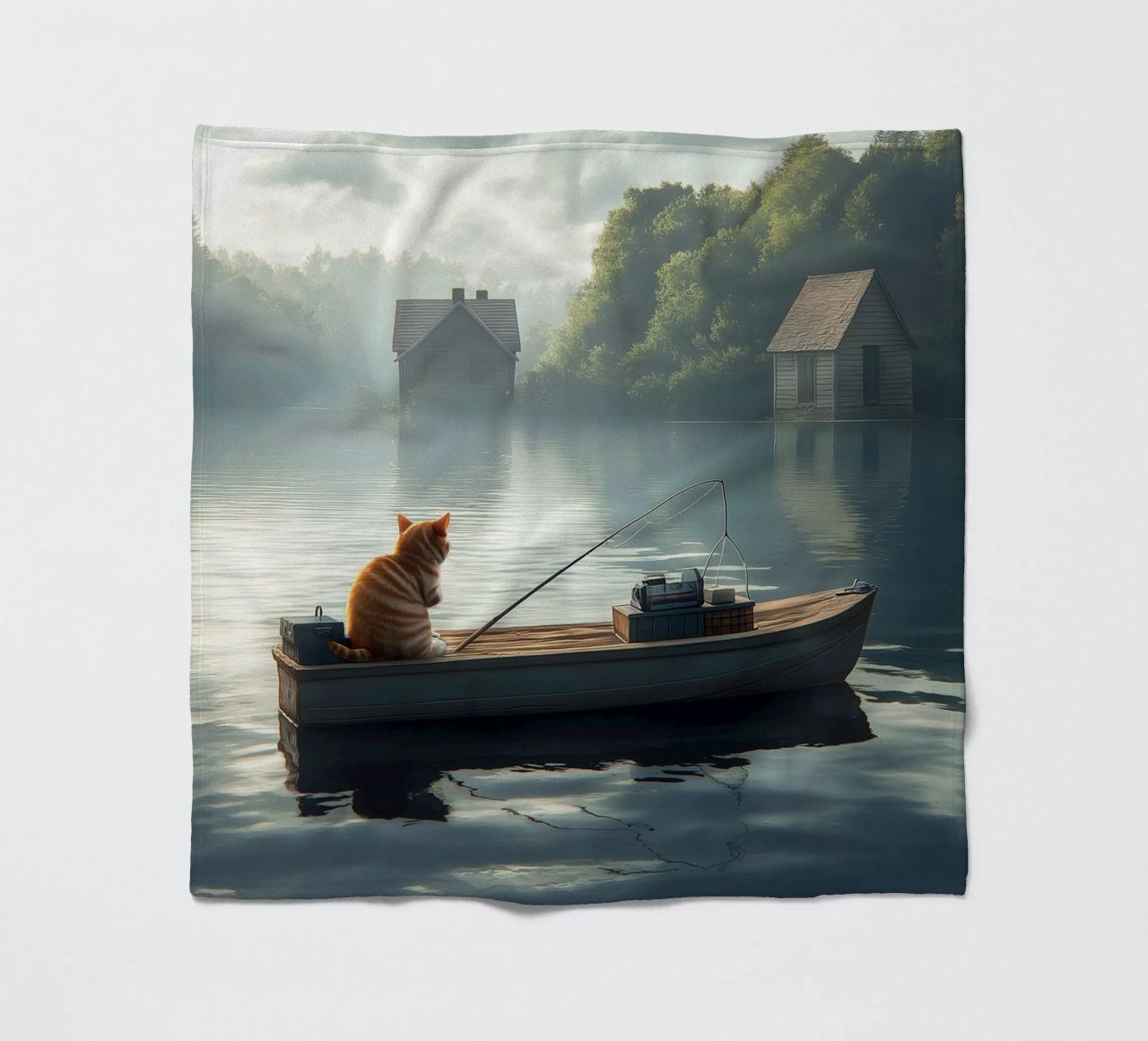Un gatto pesca in un lago coperta in pile da Motivate-Today