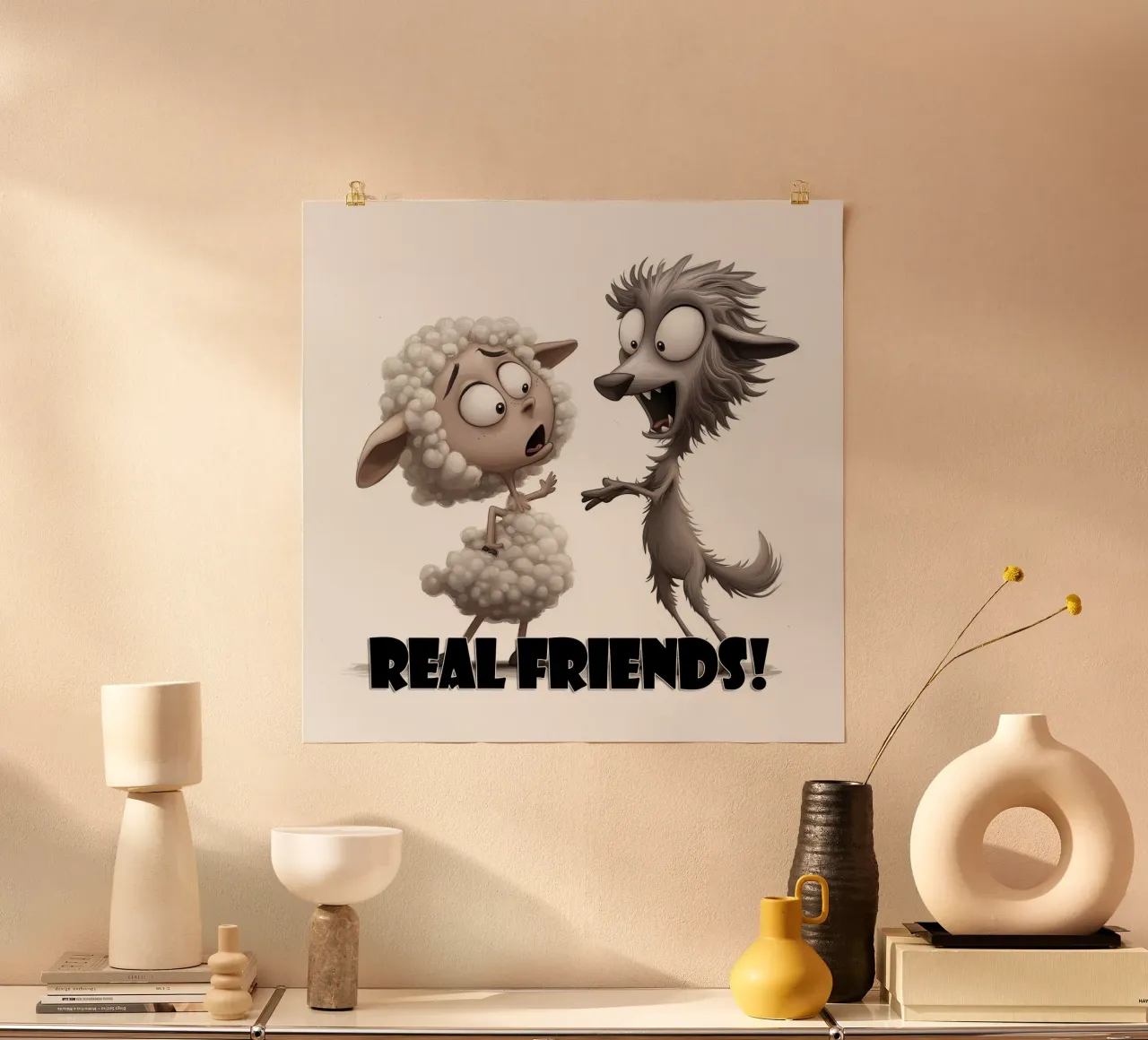 Amici veri e amici falsi poster con telaio in legno da Motivate-Today