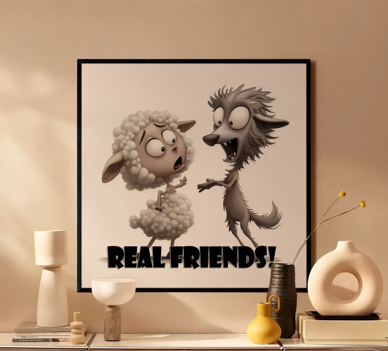 Amici veri e amici falsi poster con telaio in legno da Motivate-Today
