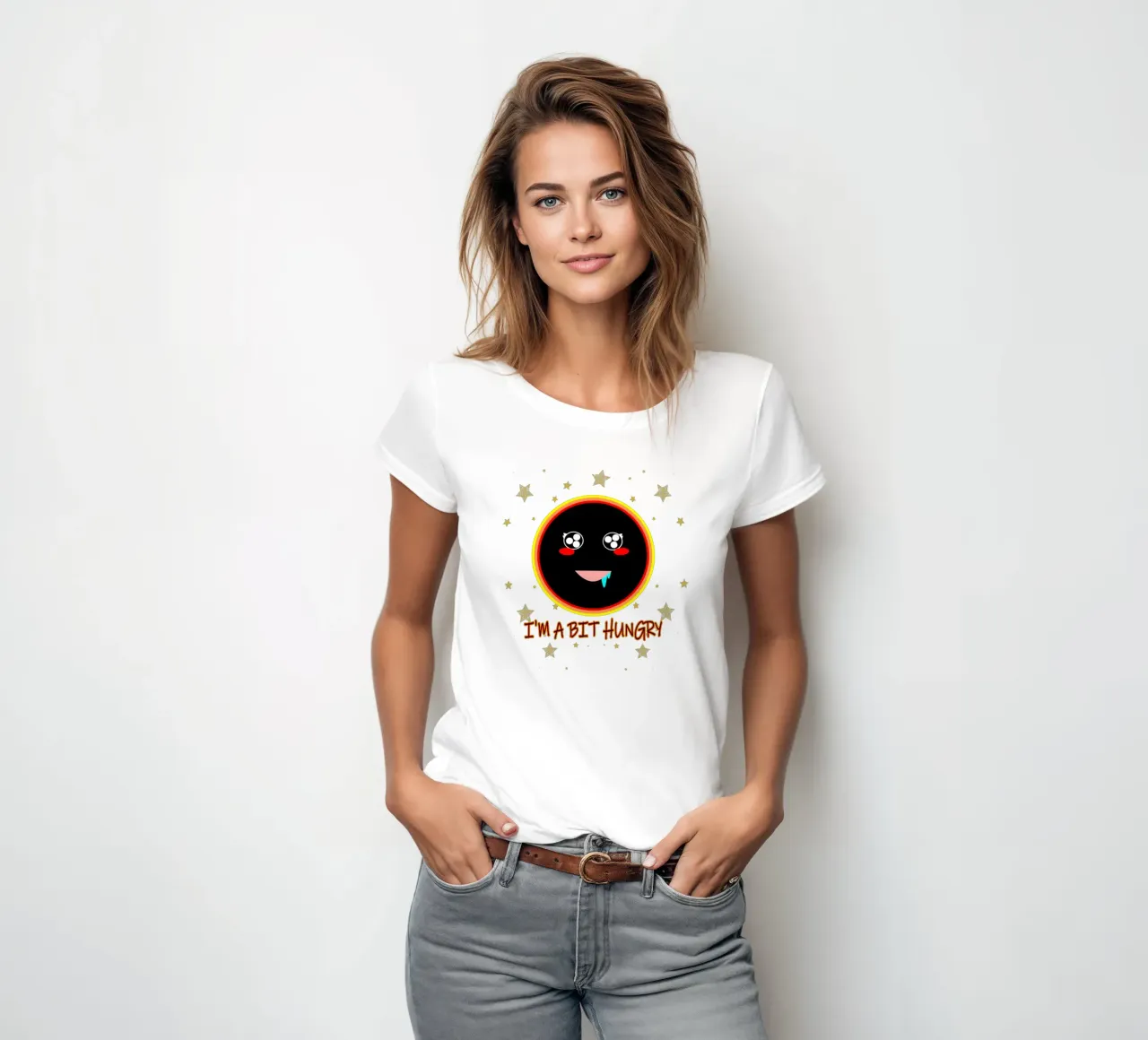J'ai un peu faim Foodie Mignon Trou noir Kawaii t-shirt ajusté pour femmes de sillyindustries