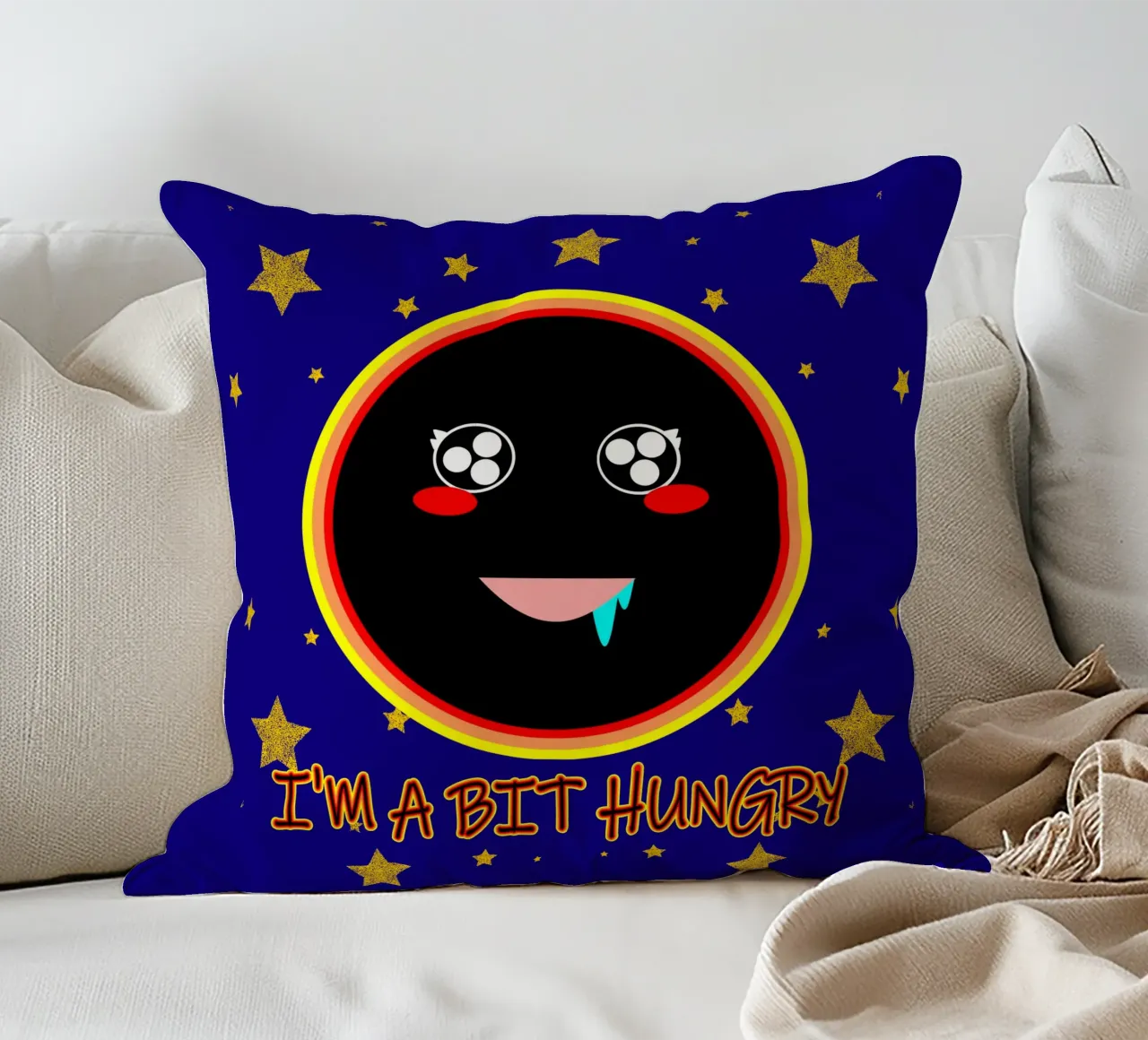J'ai un peu faim Foodie Mignon Trou noir Kawaii coussin de sillyindustries