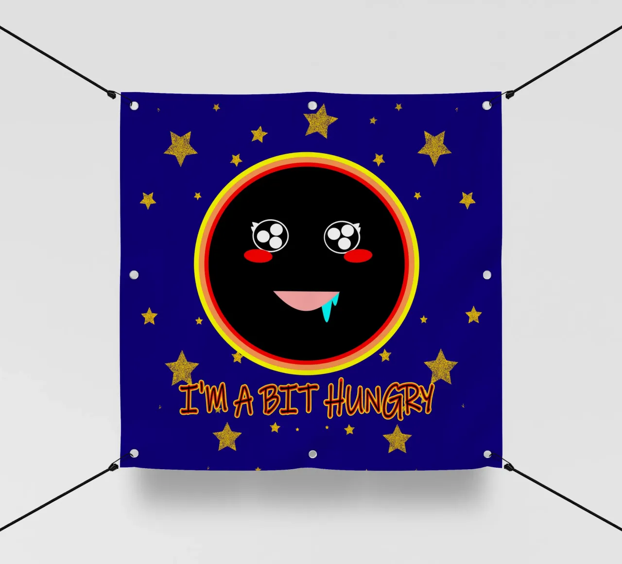 J'ai un peu faim Foodie Mignon Trou noir Kawaii bâche pvc de sillyindustries