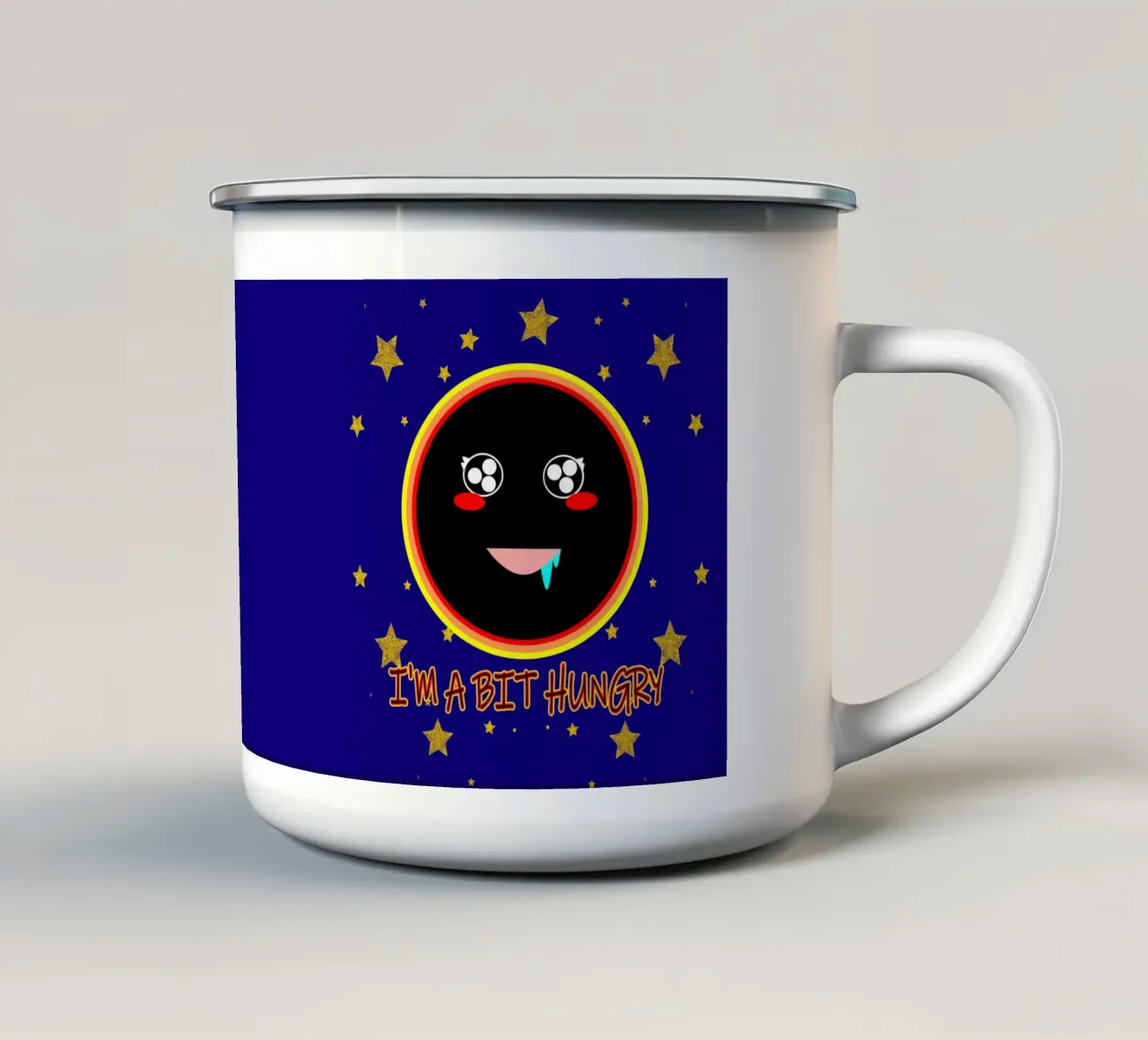 J'ai un peu faim Foodie Mignon Trou noir Kawaii mug en émail de sillyindustries