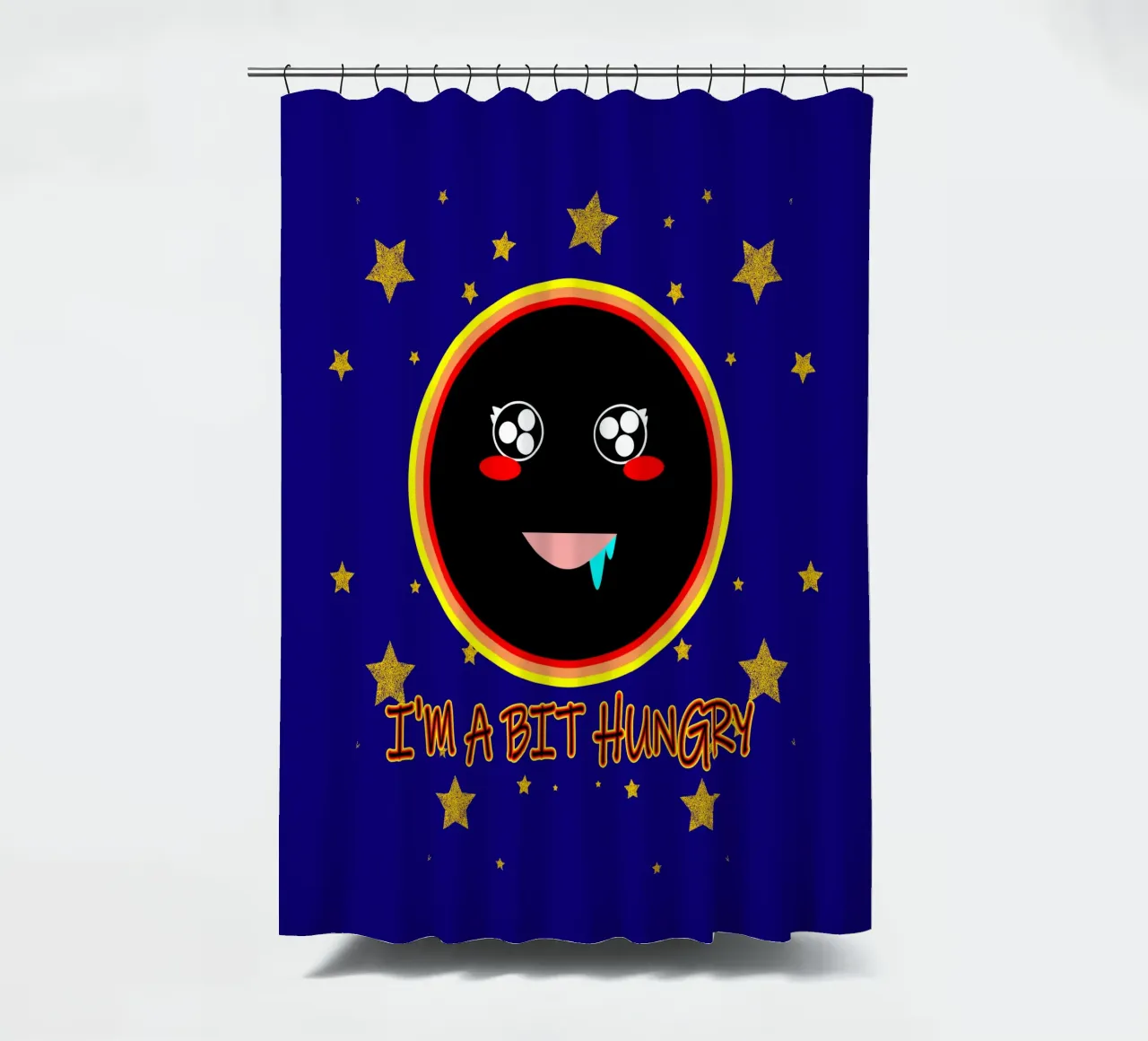 J'ai un peu faim Foodie Mignon Trou noir Kawaii rideau de douche de sillyindustries