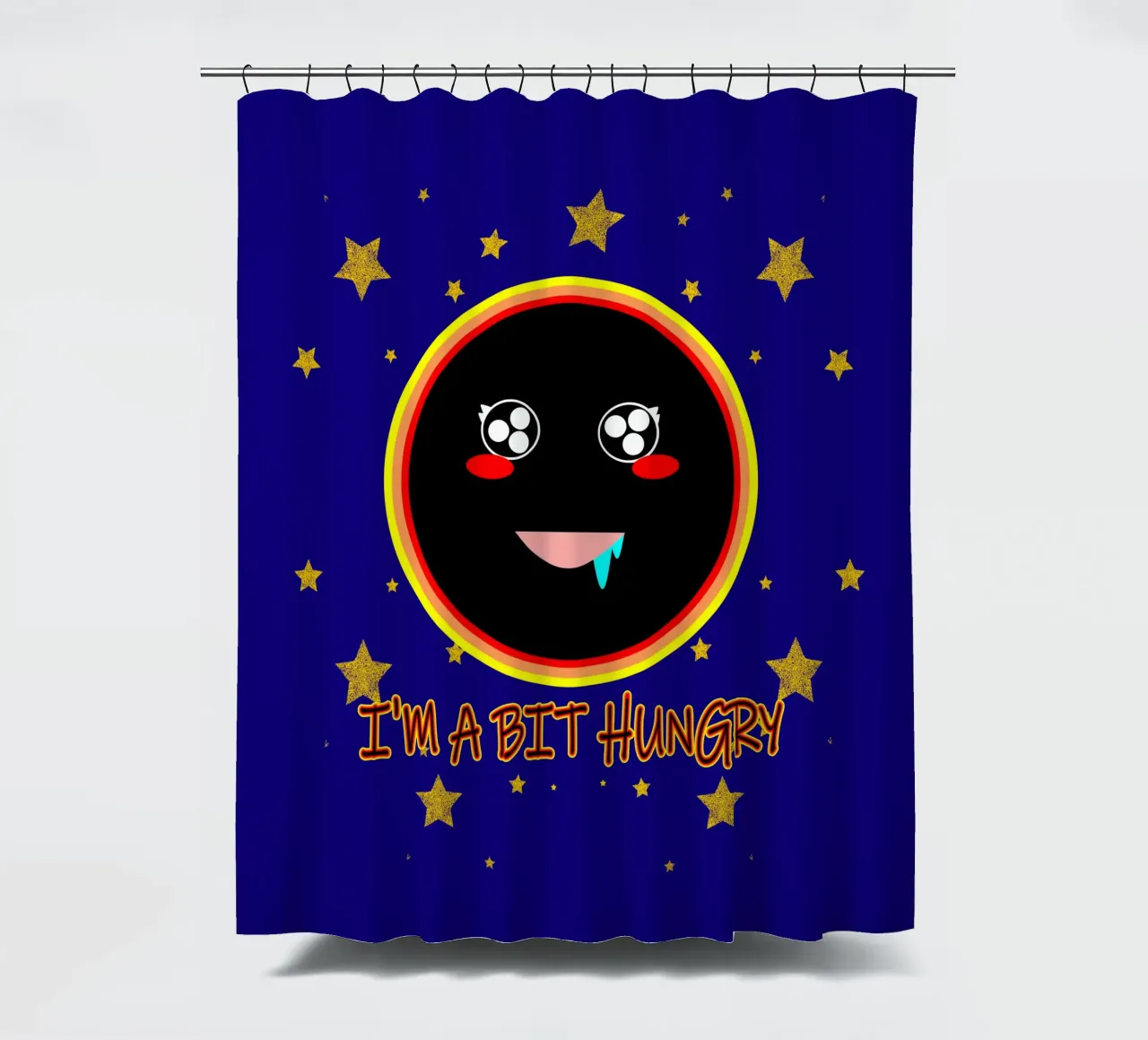 J'ai un peu faim Foodie Mignon Trou noir Kawaii rideau de douche de sillyindustries