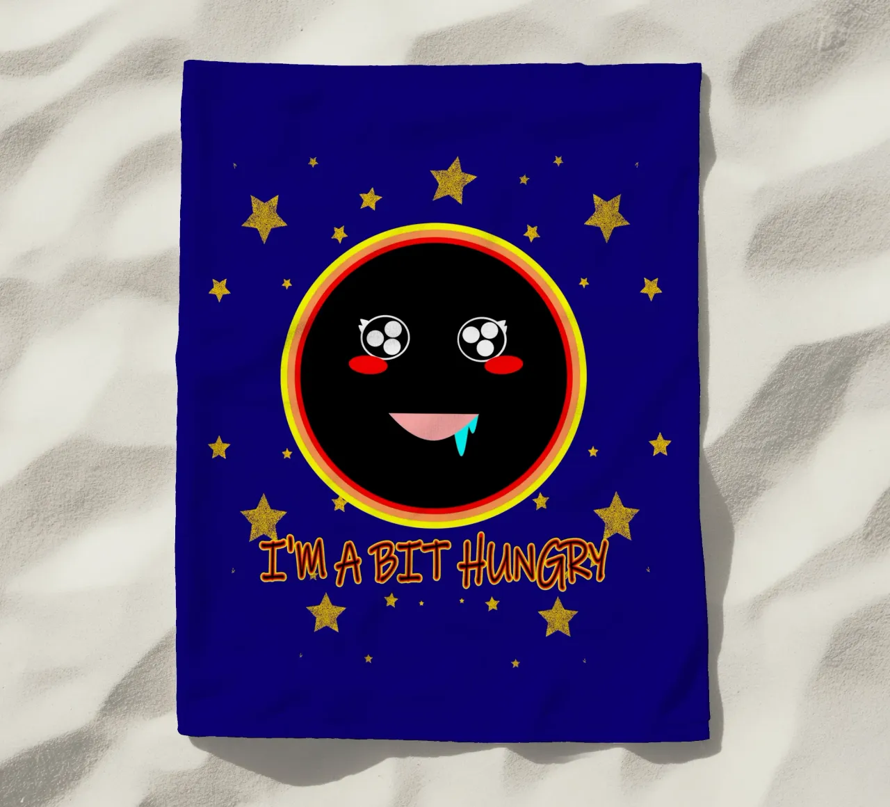 J'ai un peu faim Foodie Mignon Trou noir Kawaii serviette de plage de sillyindustries