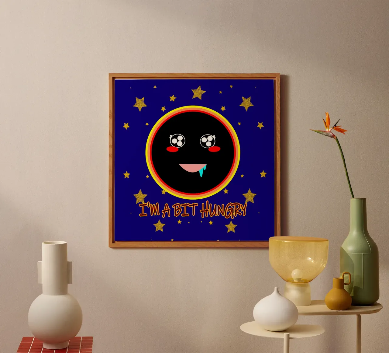 J'ai un peu faim Foodie Mignon Trou noir Kawaii alu dibond de sillyindustries