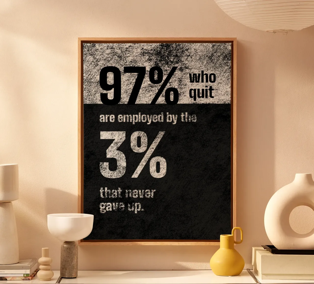 97% Who Quit Are Employed By 3% | Motivational Quote canvas with Floater frame by Inspirify