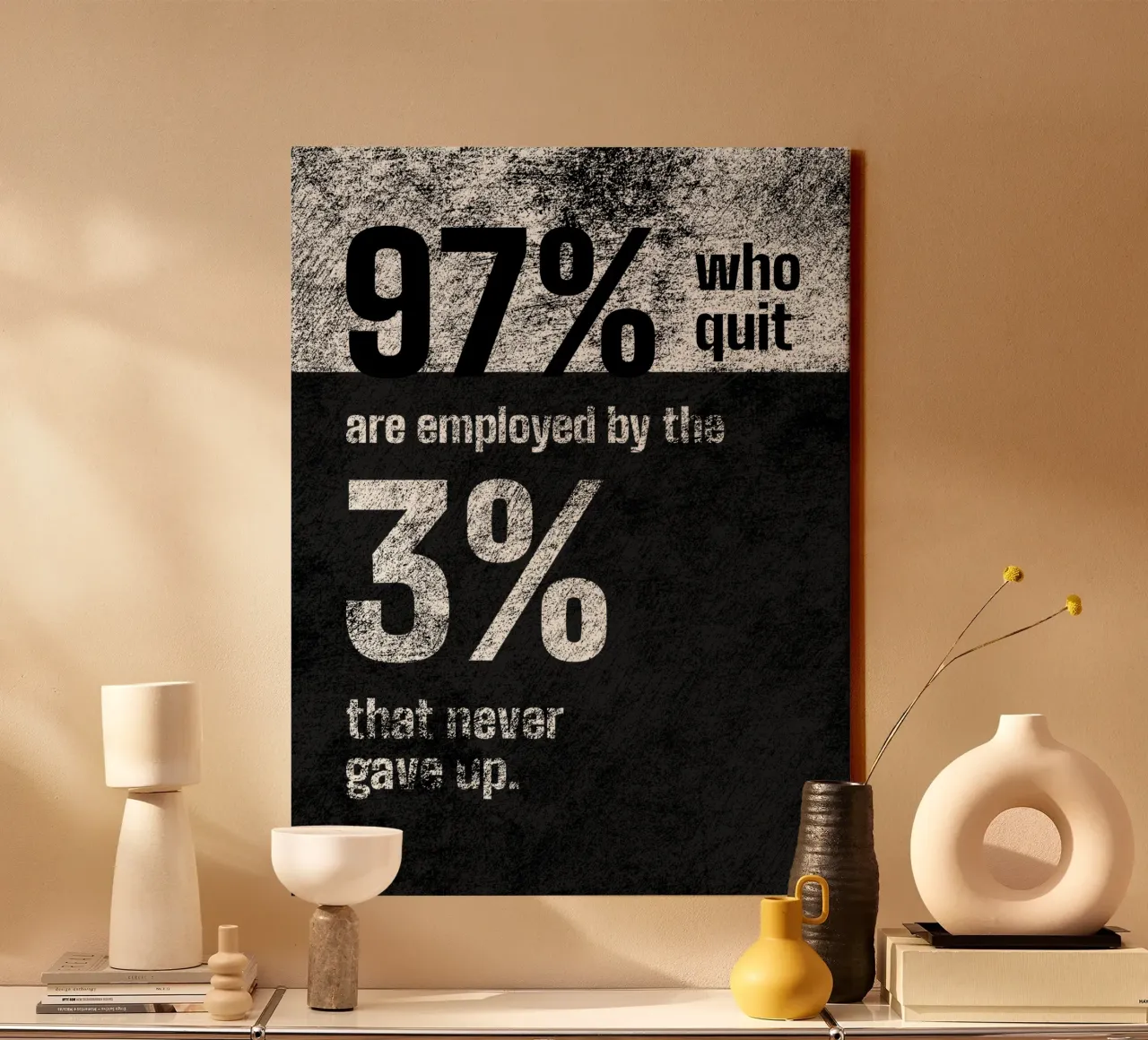 97% Who Quit Are Employed By 3% | Motivational Quote canvas with Floater frame by Inspirify