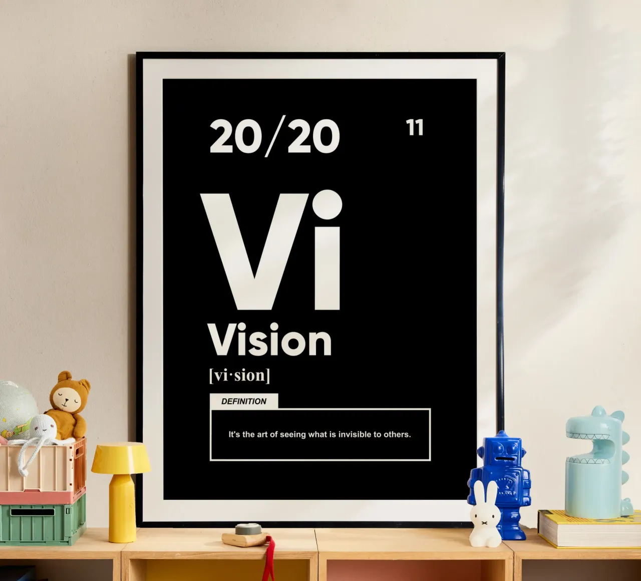 Definizione di visione | Citazione motivazionale poster con telaio in plastica da Inspirify
