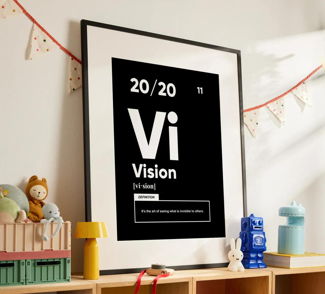 Definizione di visione | Citazione motivazionale poster con telaio in plastica da Inspirify