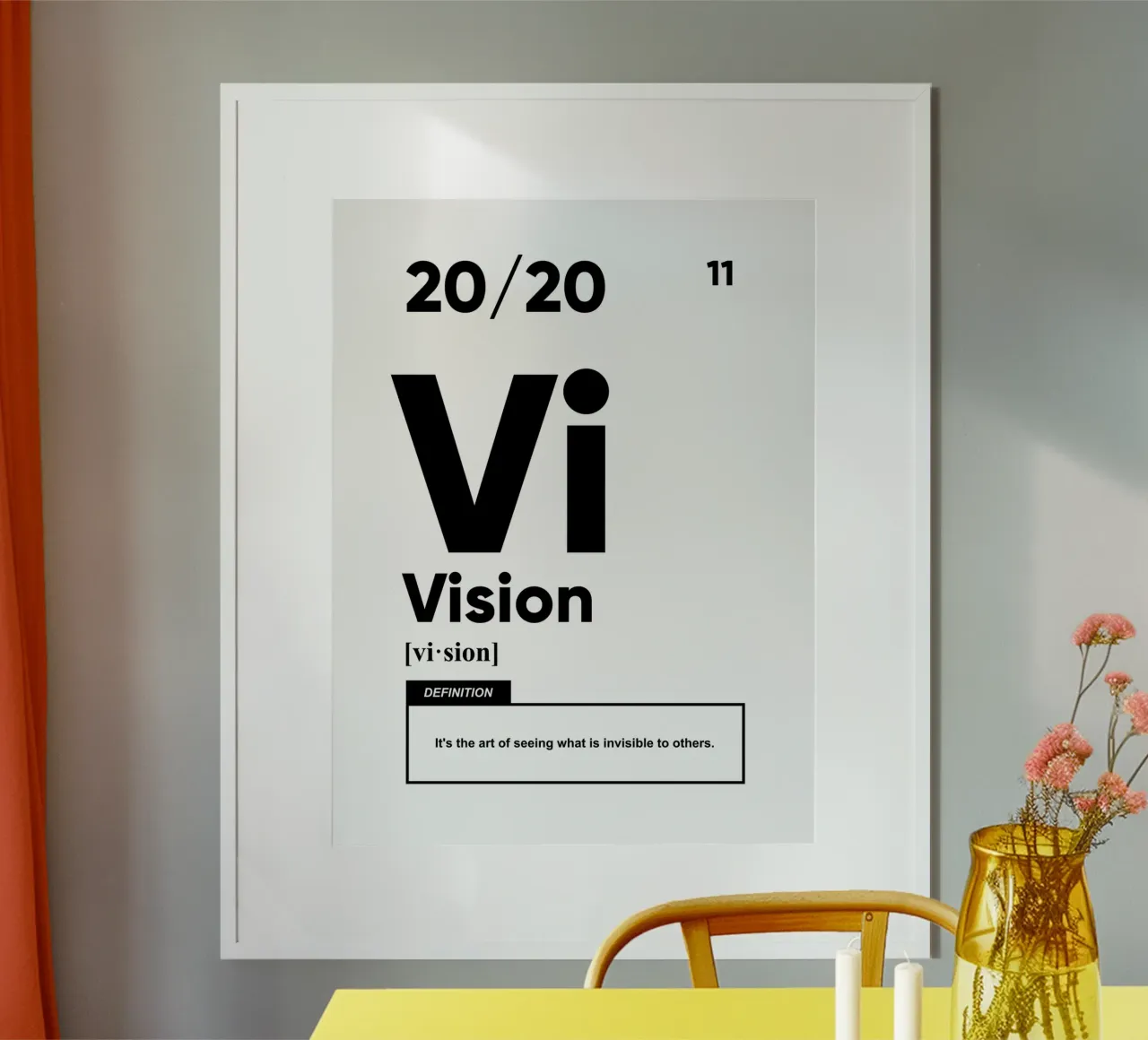 Definizione di visione | Citazione motivazionale poster con telaio in plastica da Inspirify