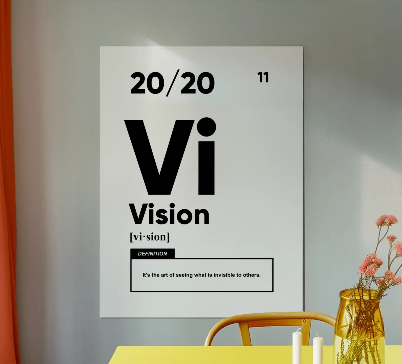 Definizione di visione | Citazione motivazionale poster con telaio in plastica da Inspirify