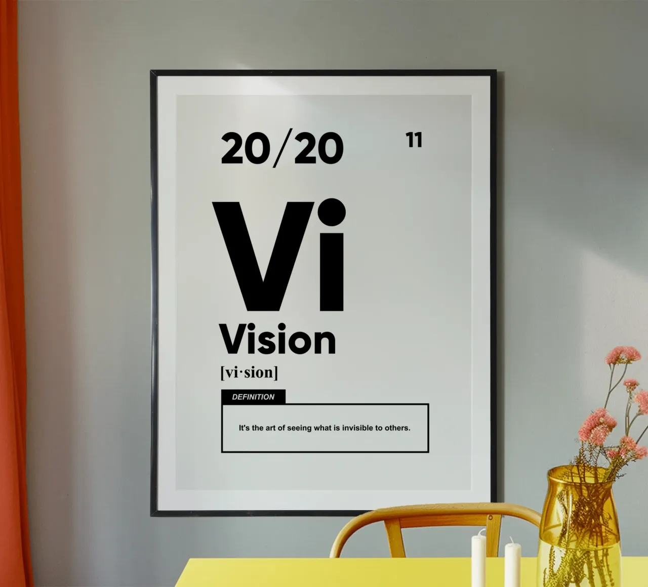 Definizione di visione | Citazione motivazionale poster con telaio in plastica da Inspirify
