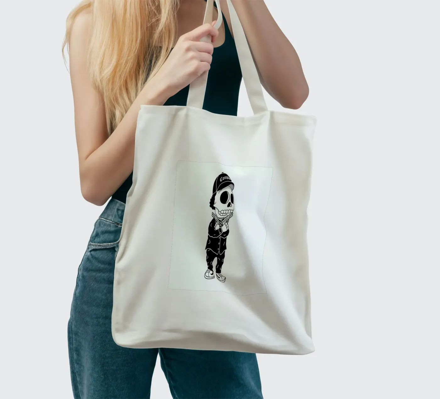 Compton Skull borsa in juta da Zhi Yun Zhang