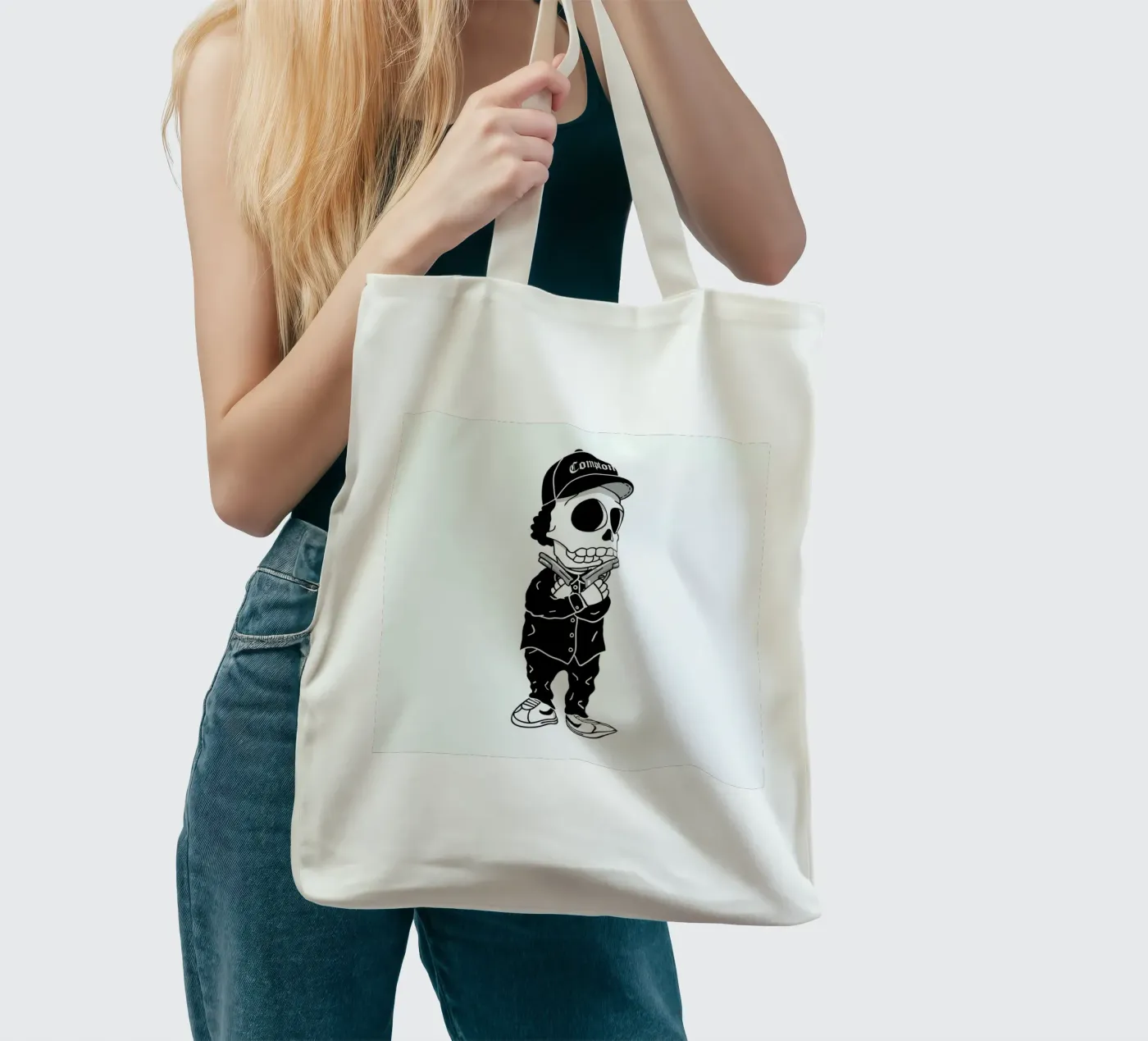 Compton Skull borsa in juta da Zhi Yun Zhang