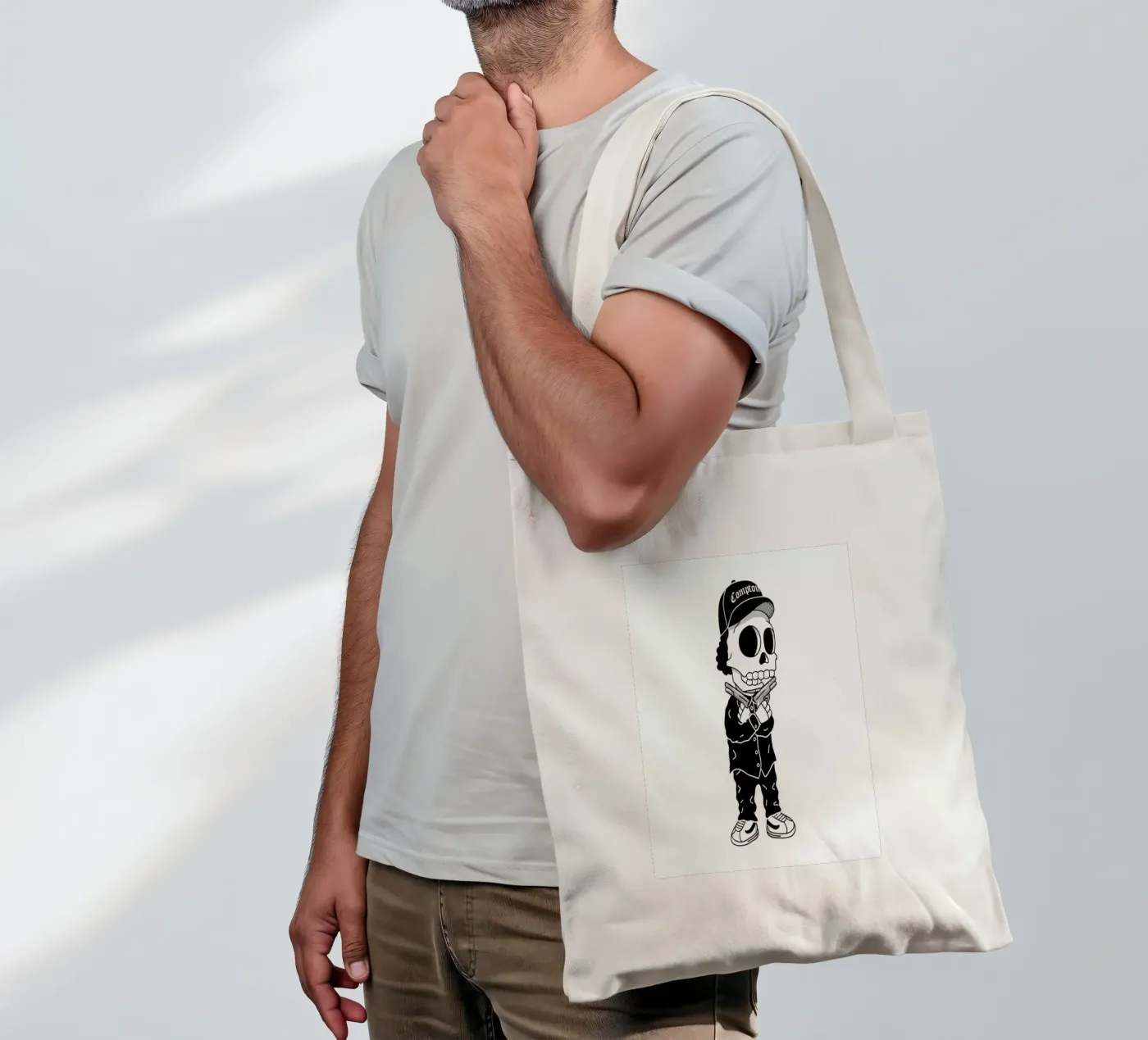 Compton Skull borsa in juta da Zhi Yun Zhang