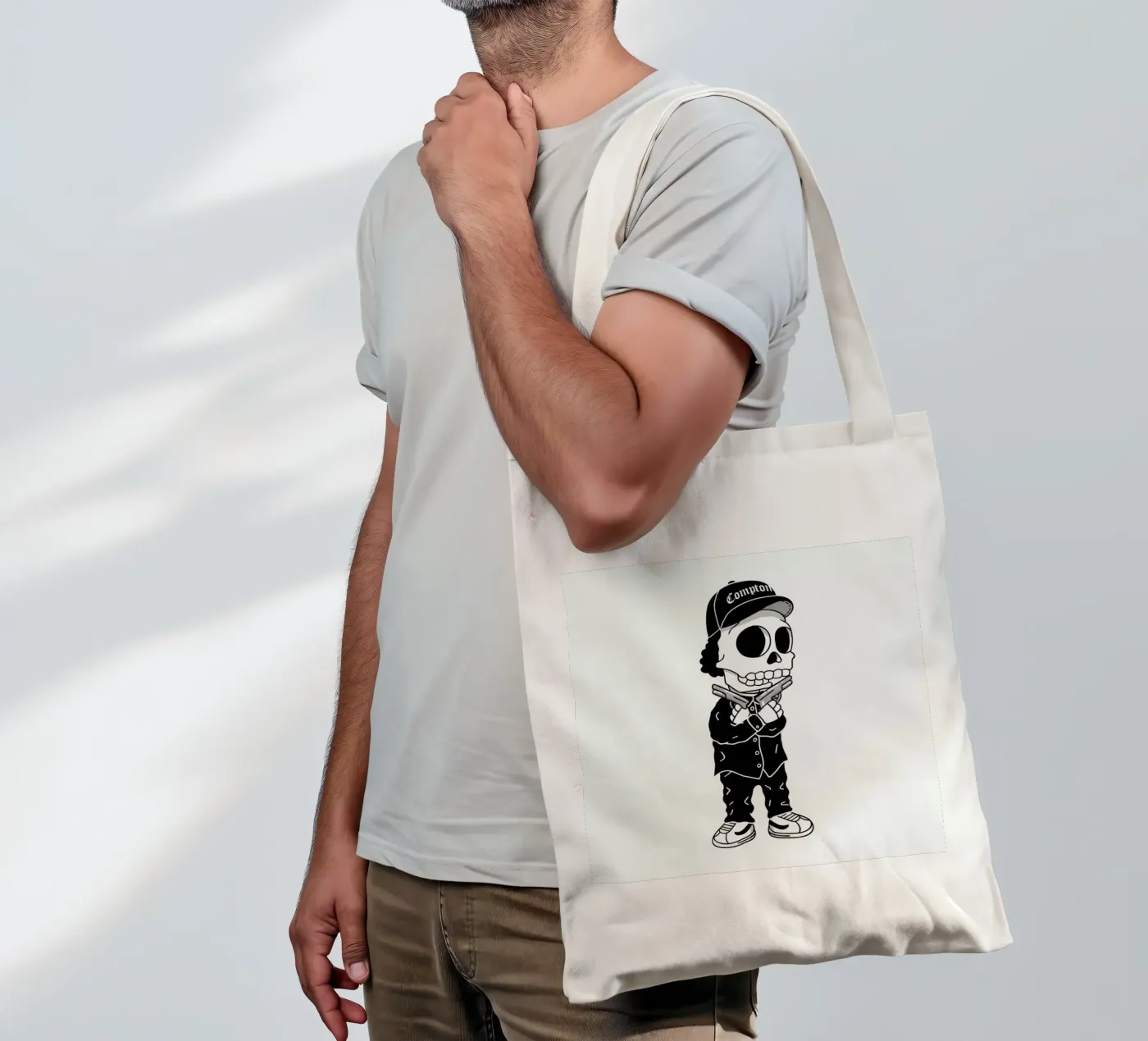 Compton Skull borsa in juta da Zhi Yun Zhang