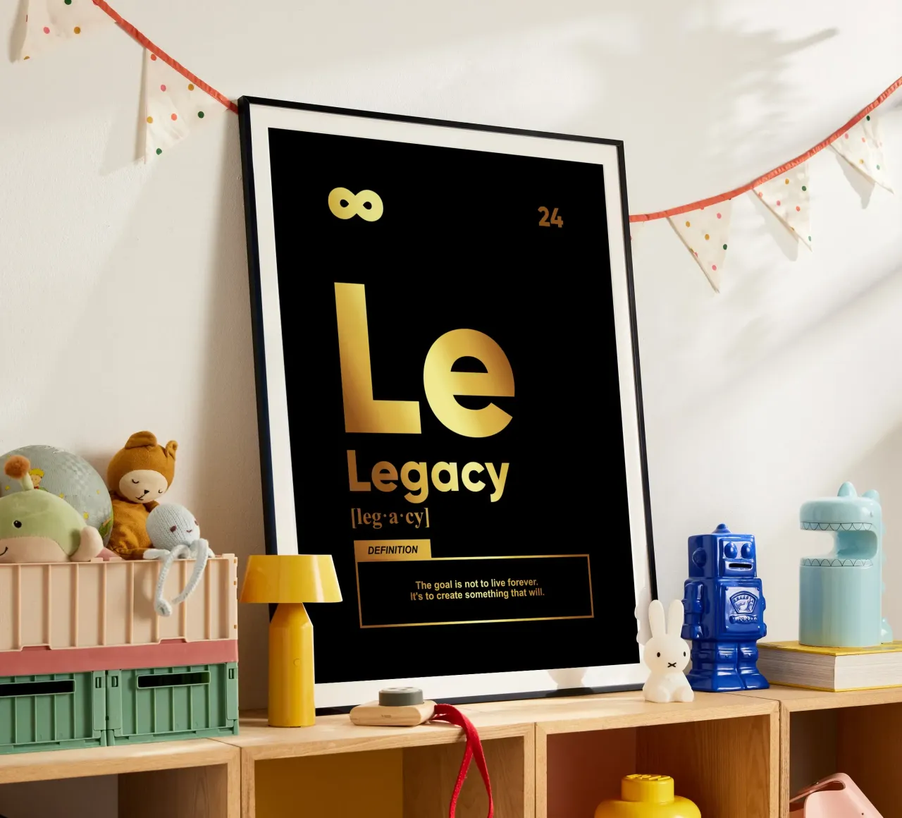 Definitie nalatenschap | Motiverende uitspraak poster met kunststof frame van Inspirify