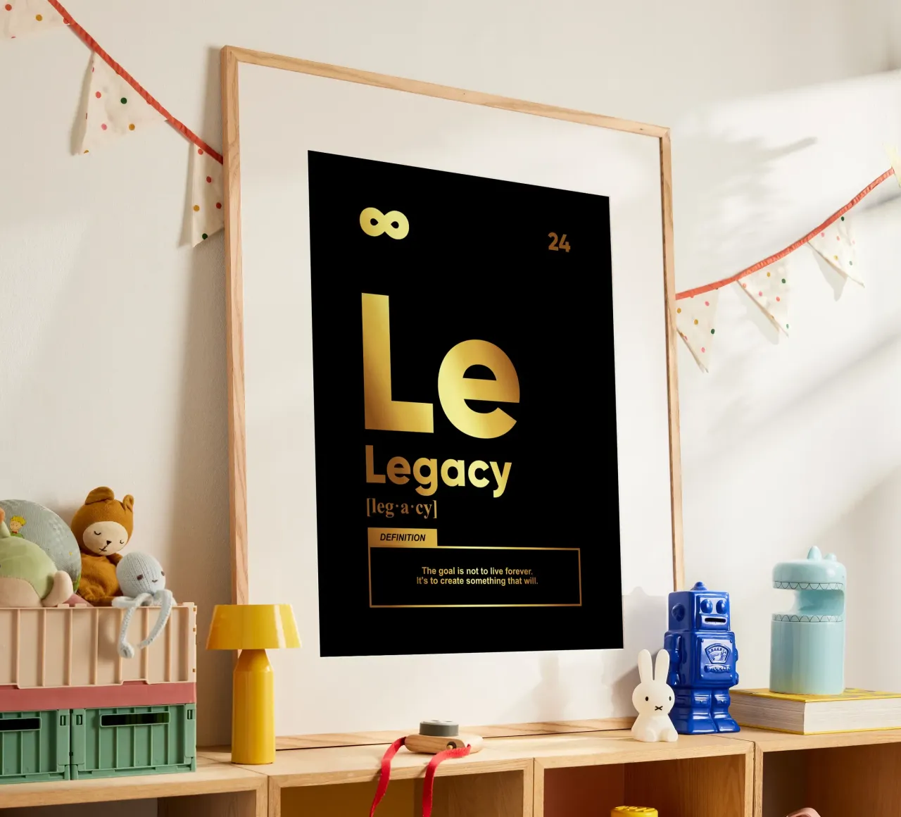 Definitie nalatenschap | Motiverende uitspraak poster met kunststof frame van Inspirify