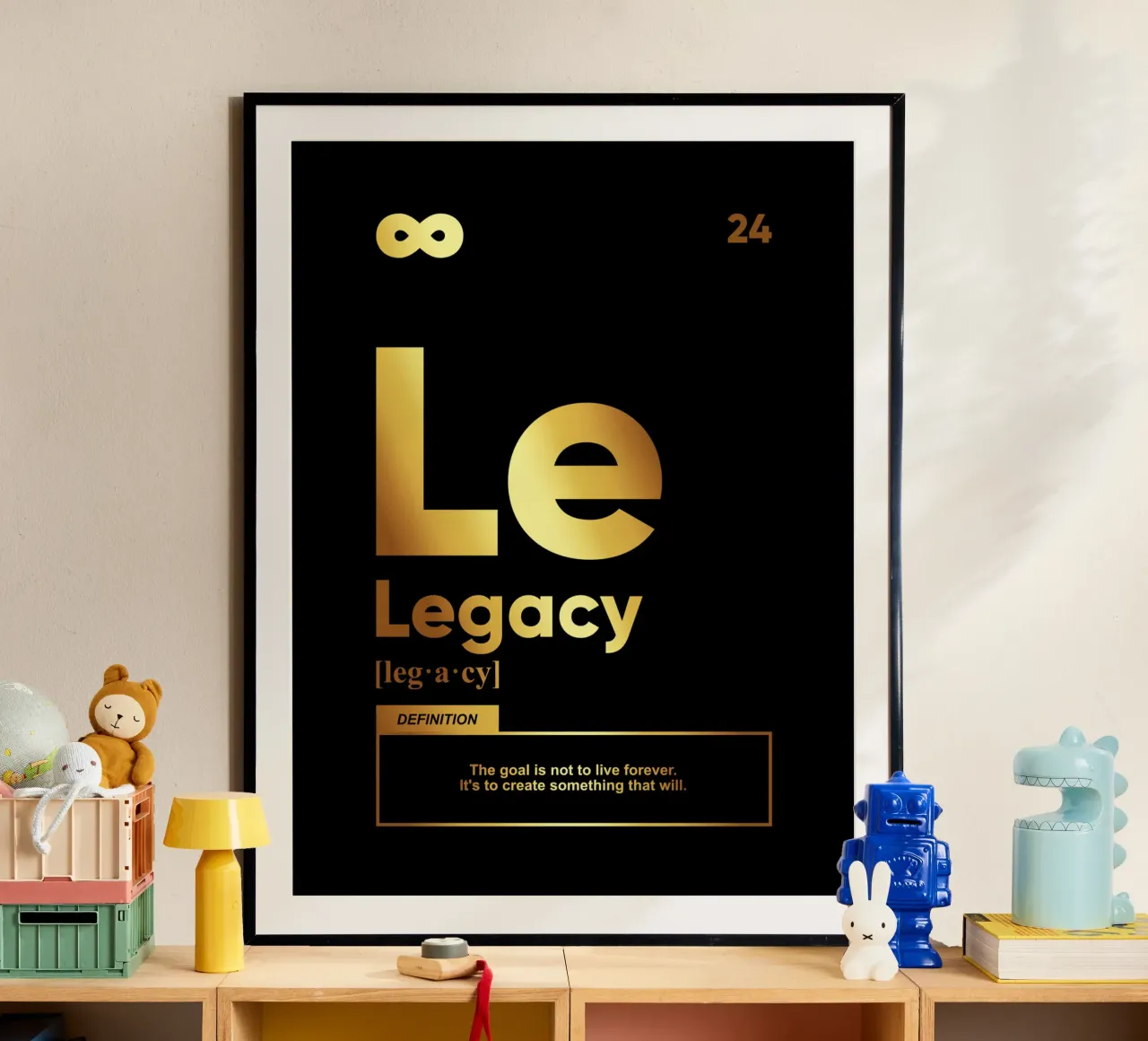 Definitie nalatenschap | Motiverende uitspraak poster met kunststof frame van Inspirify