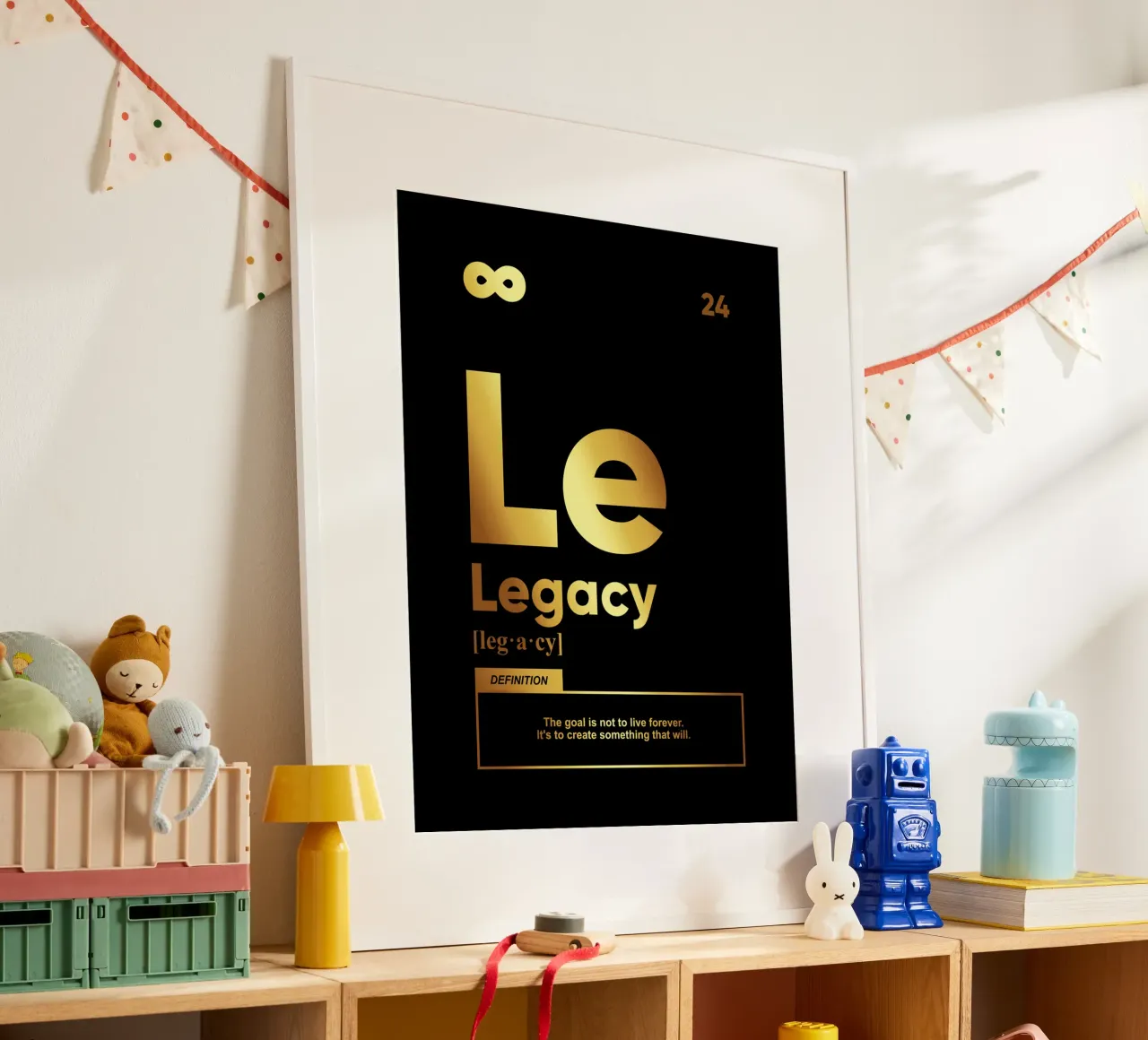 Definitie nalatenschap | Motiverende uitspraak poster met kunststof frame van Inspirify