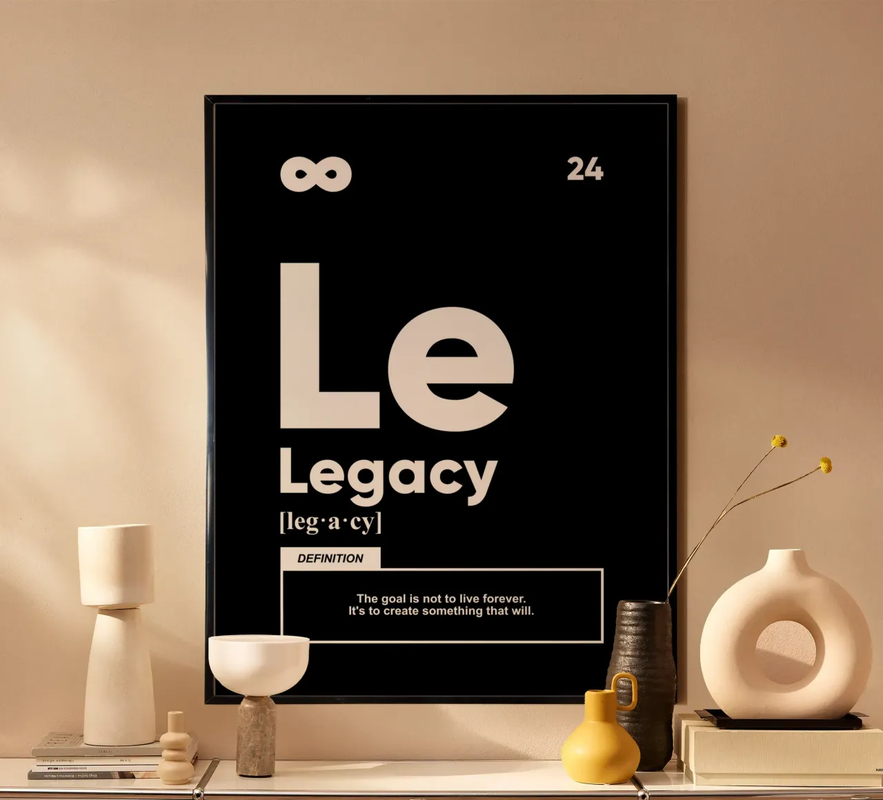 Definitie nalatenschap | Motiverende uitspraak poster met aluminium frame van Inspirify